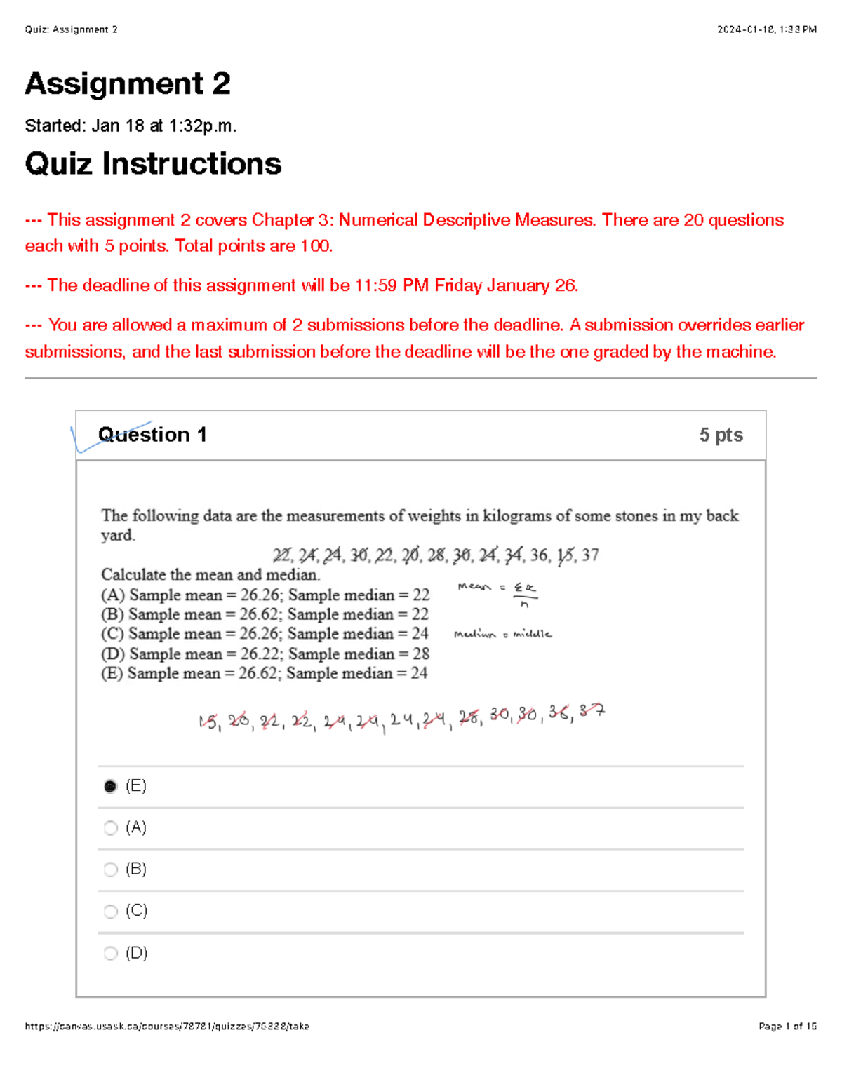 Assignment 2 - Winter Term 2 - Assignment 2 Started: Jan 18 at 1:32p ...