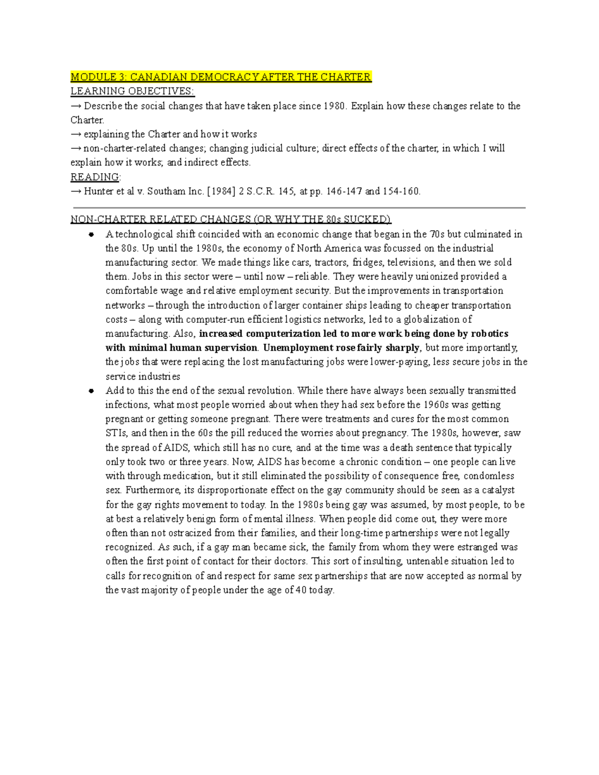 Module 3 Canadian Democracy After THE Charter - MODULE 3: CANADIAN ...