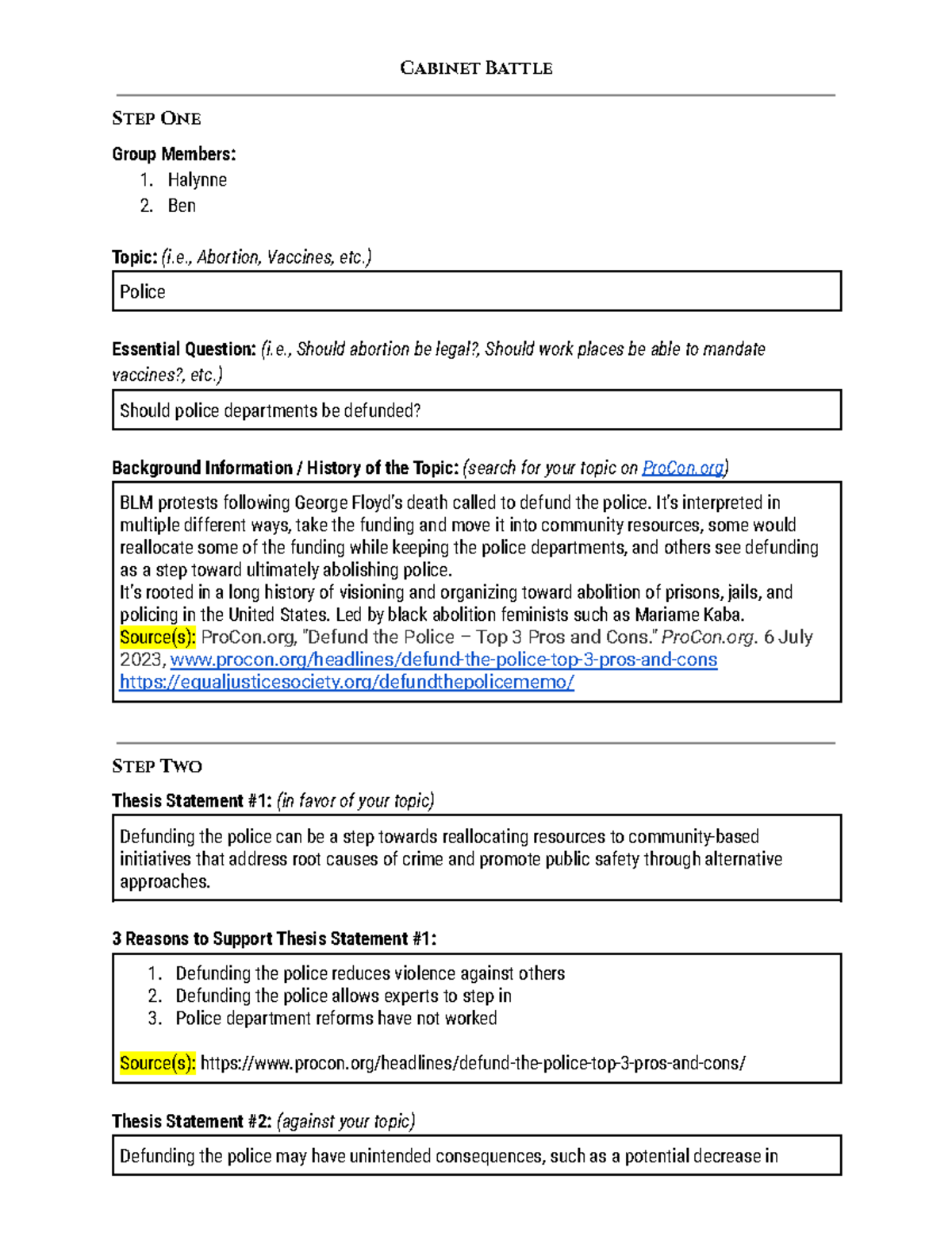 Copy of Battle had to right a rap about two sides to about a