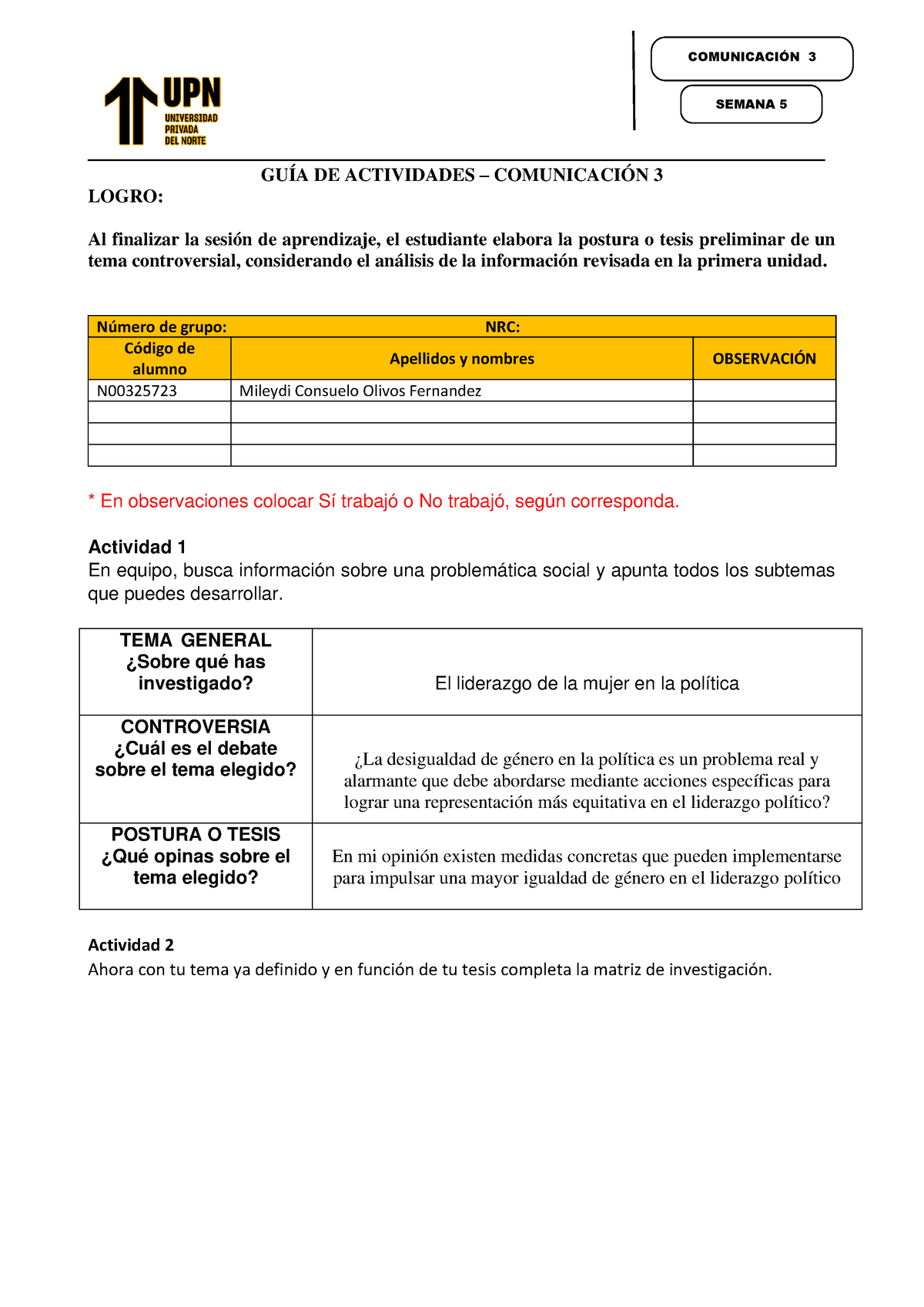 Semana 5 - Aprendizaje ...