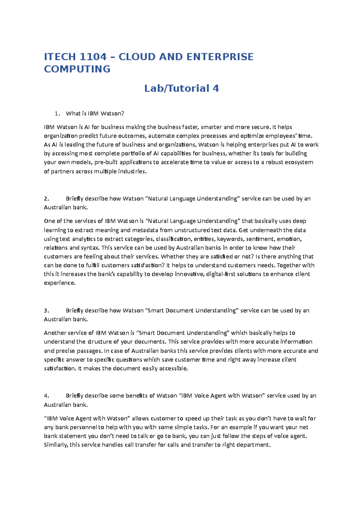 Week 4 tutorial_ cloud and computing _2021 - ITECH 1104 – CLOUD AND ...