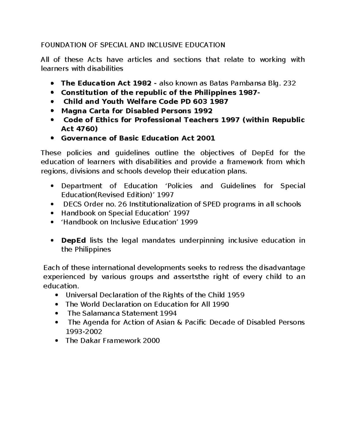 Foundation OF Special AND Inclusive Education - FOUNDATION OF SPECIAL ...