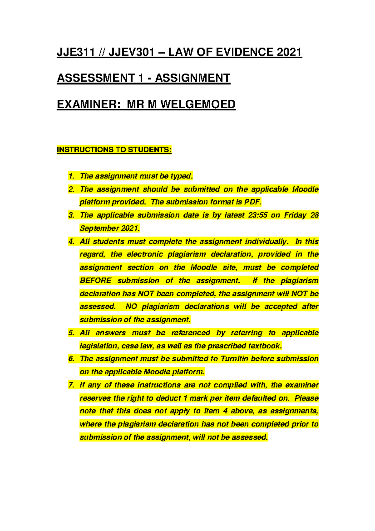 Law of evidence notes for 2021 sufficient - JJE311 // JJEV301 – LAW OF ...