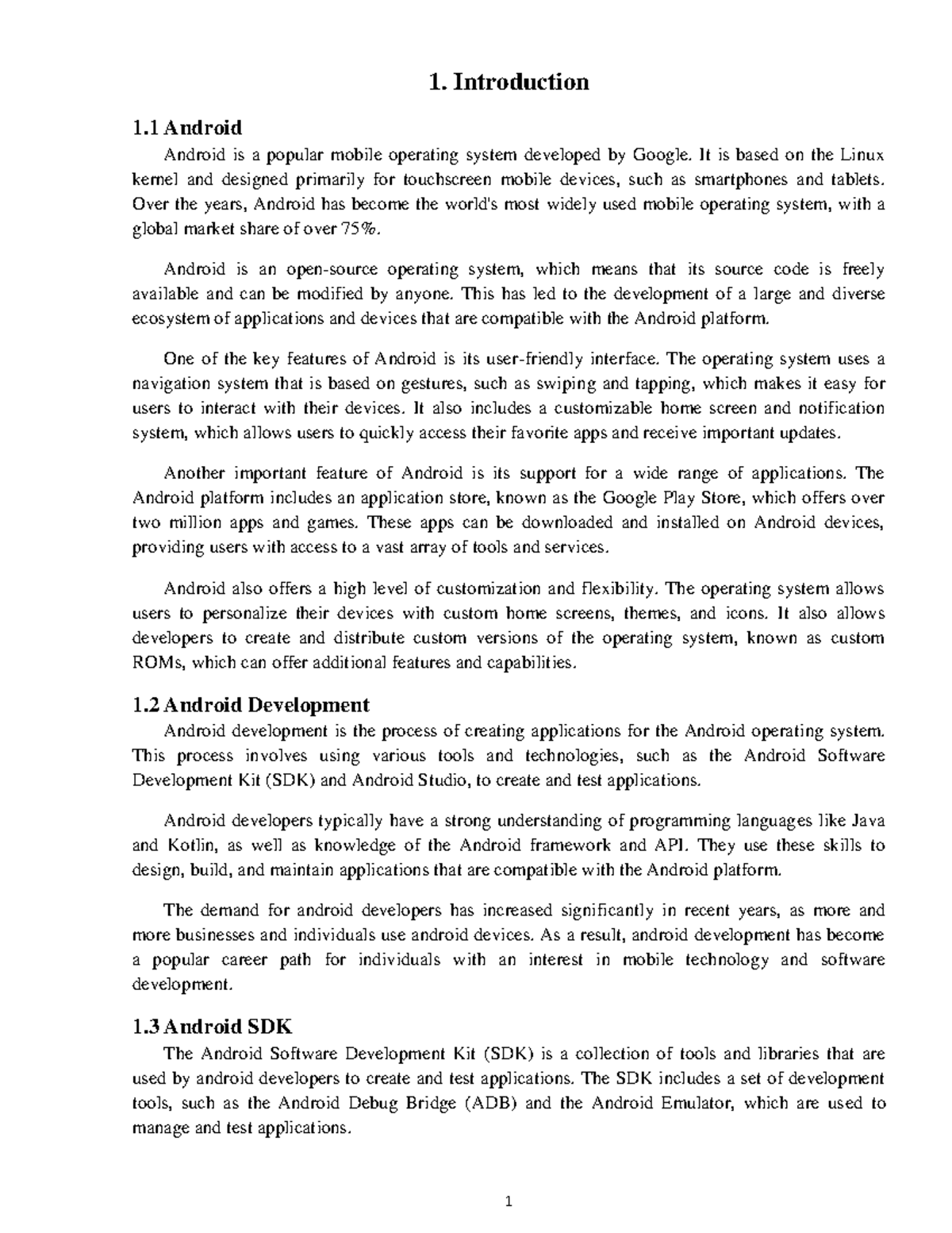 Project Report 2 - 1. Introduction 1 Android Android is a popular ...
