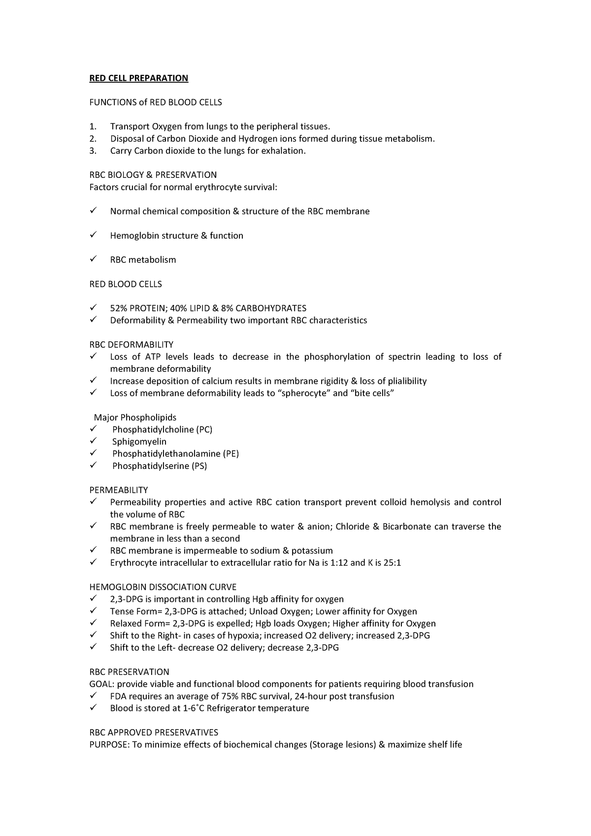 ISBB- RED CELL Preparation - RED CELL PREPARATION FUNCTIONS of RED ...