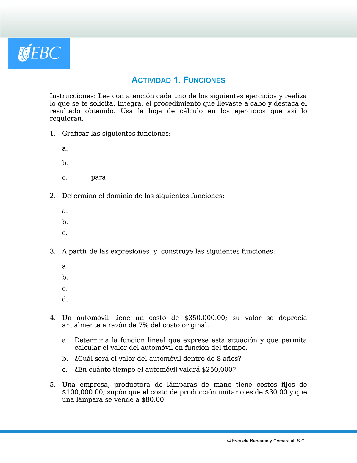 Actividad Alterna A No Se Actividad Funciones Instrucciones Lee Con Atenci N Cada Uno