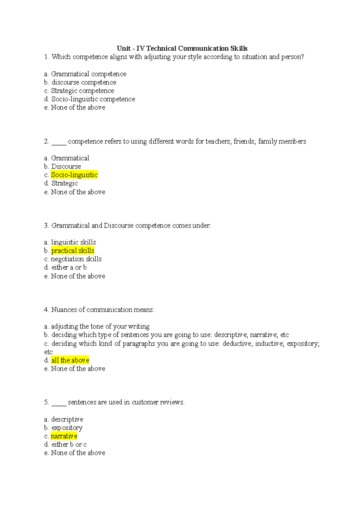 Unit 4 Revision MCQ - Easy to learn - Unit - IV Technical Communication ...