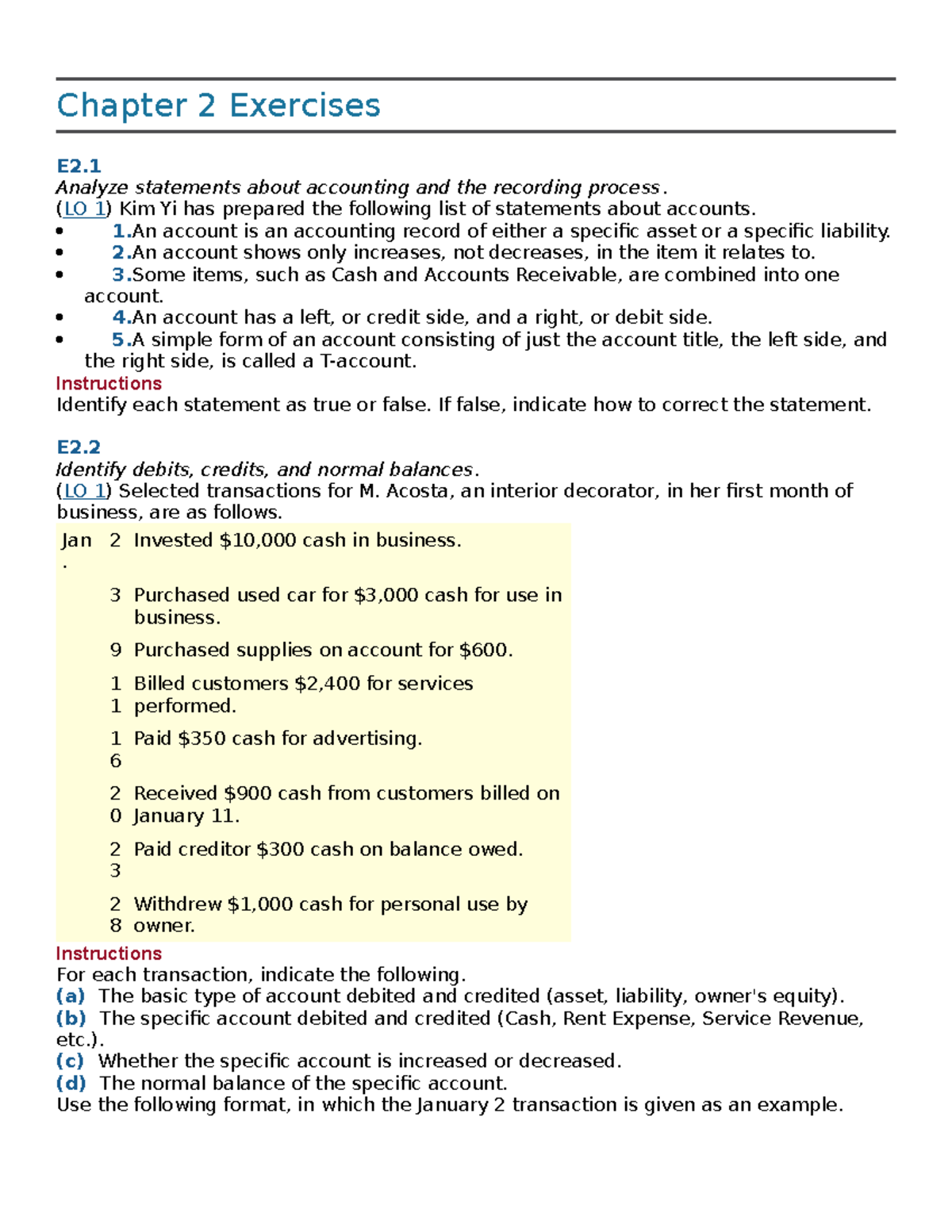 Chapter 2 Exercises - Lecture Notes 3 - Chapter 2 Exercises E2. Analyze ...