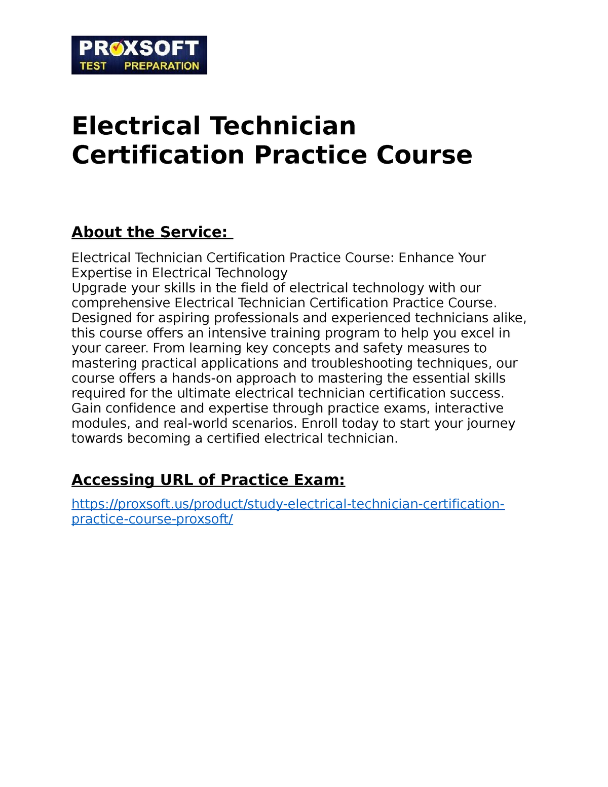 Electrical Technician Certification Practice Course Designed for