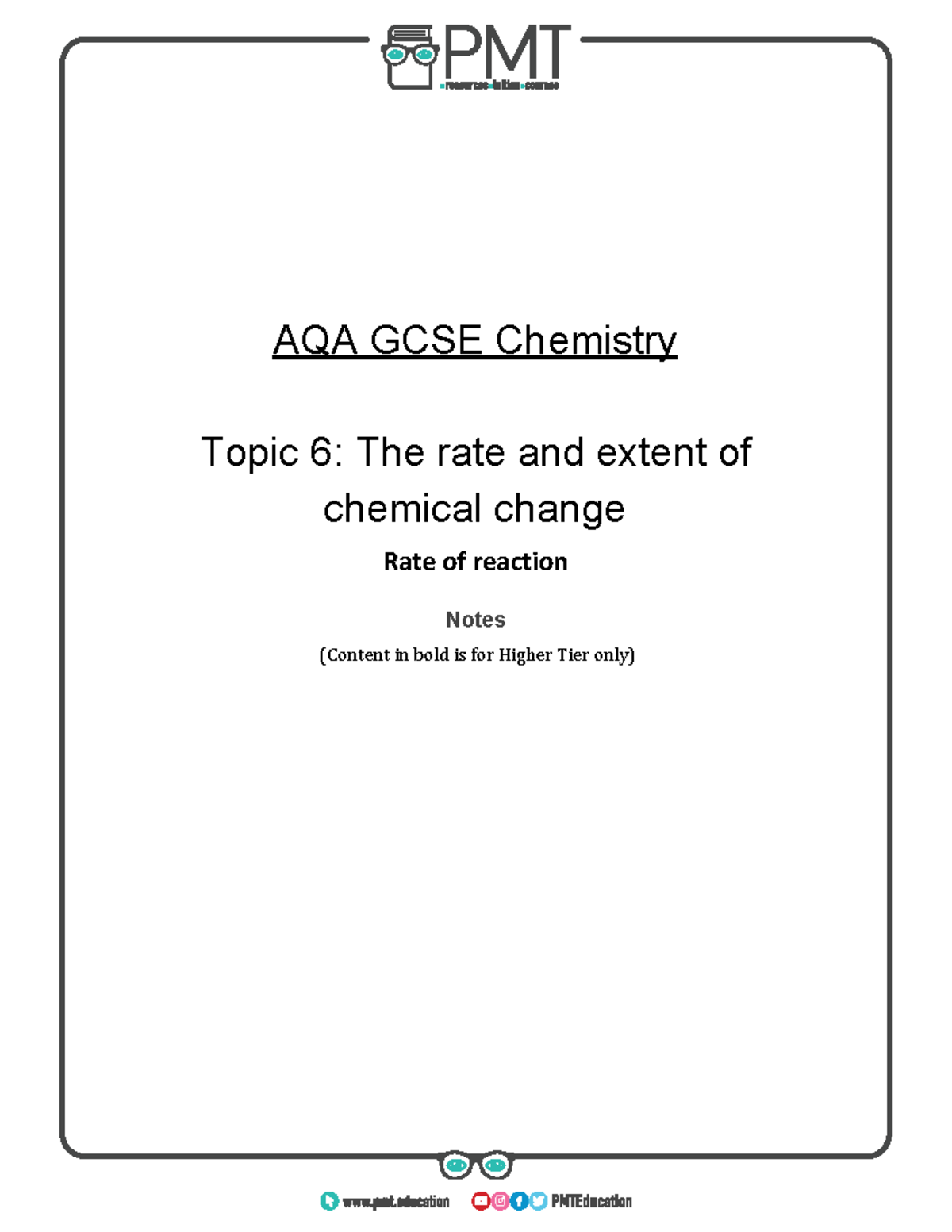 6.1. Rate of reaction - Zjfbei@hishw - AQA GCSE Chemistry Topic 6: The ...