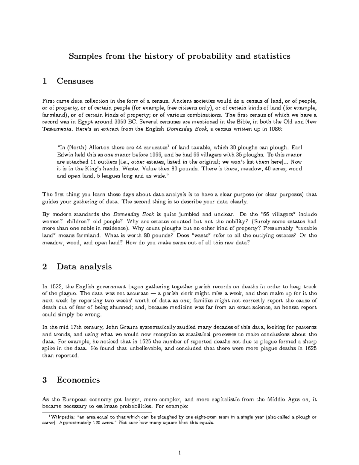 Practical - Samples from the history of probability and statistics ...