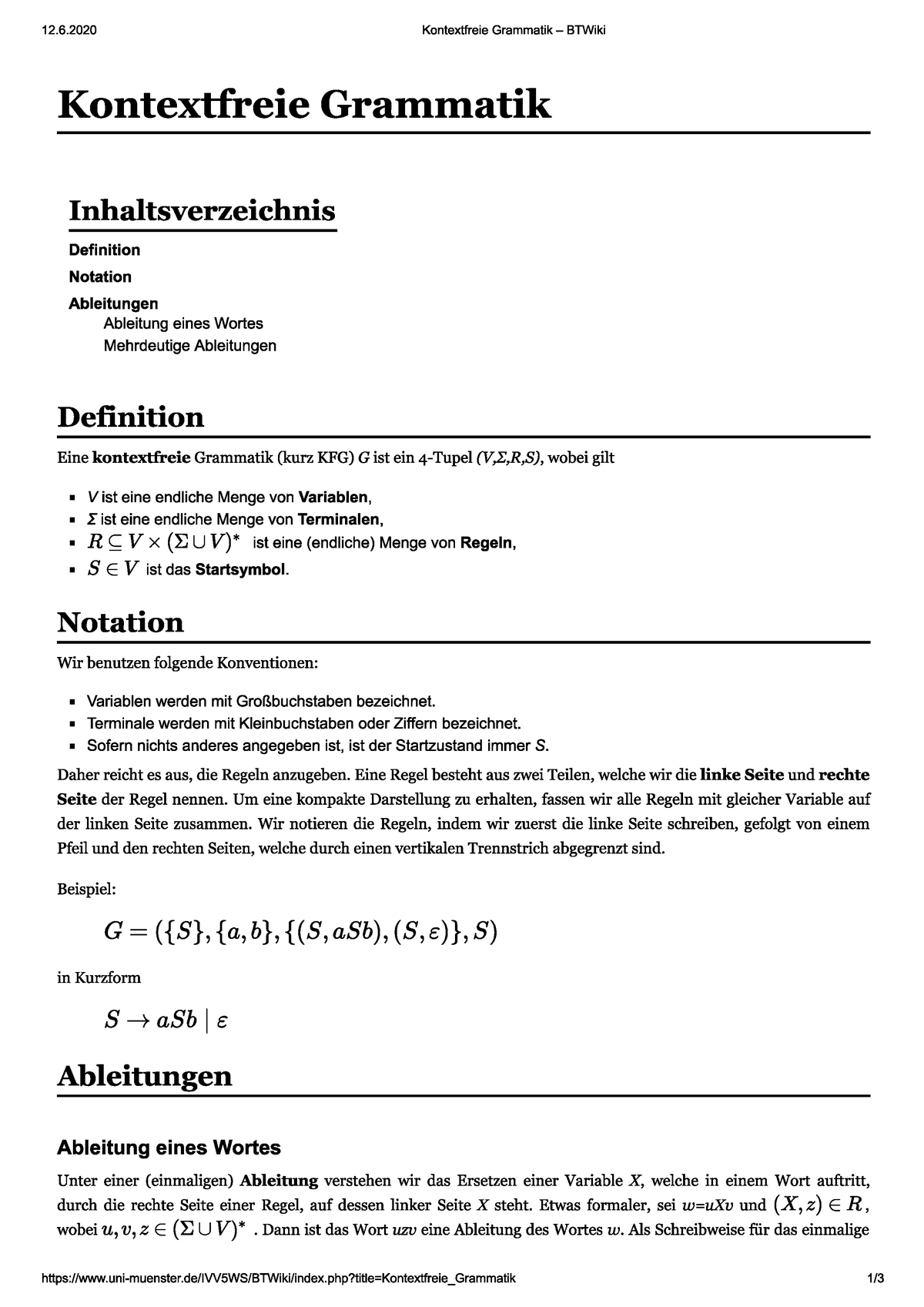 Kontextfreie Grammatik - Einführung In Die Technische Und Theoretische ...