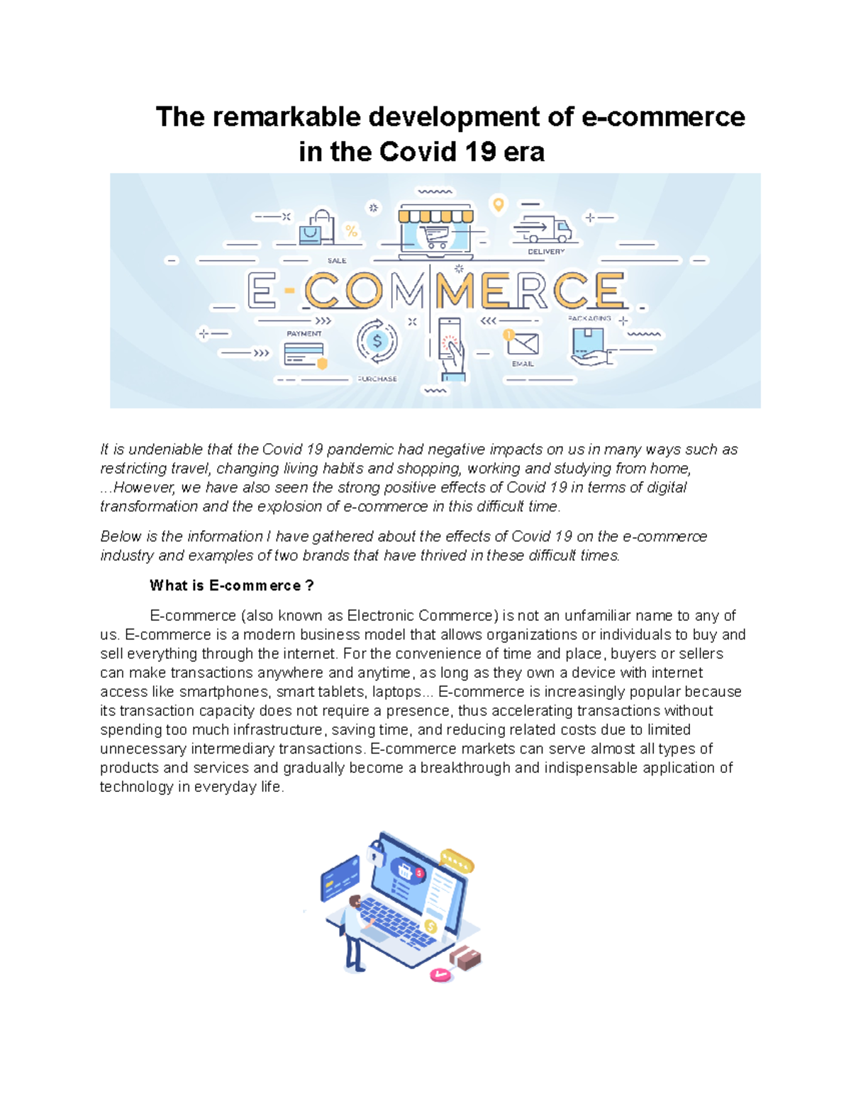 The remarkable development of e-commerce in the Covid 19 era - ., we ...