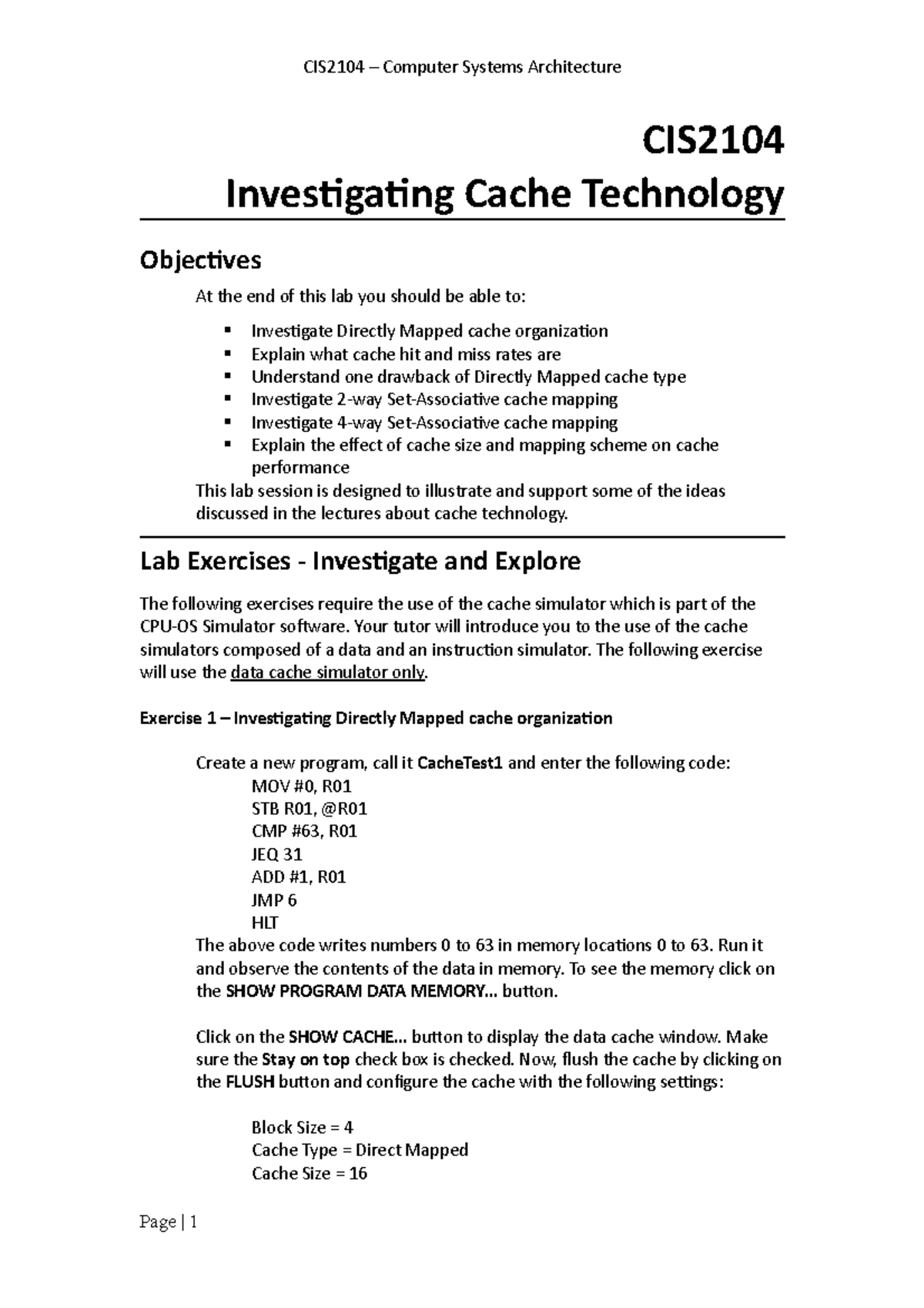 e09a-investigating-cache-technology-cis2104-computer-systems