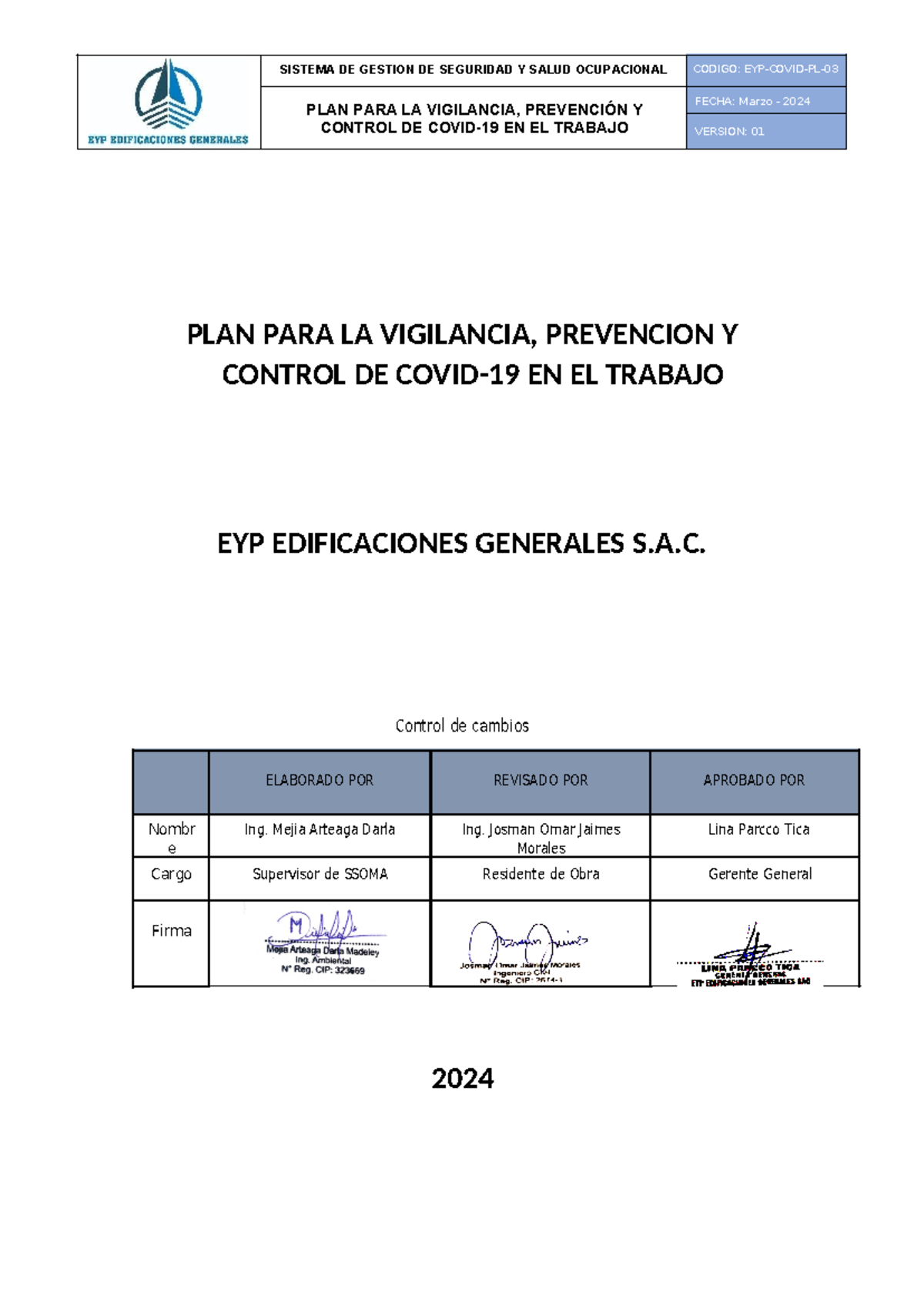 PLAN PARA LA Vigilancia, Prevencion Y Control DE Covid-19 EN EL Trabajo ...