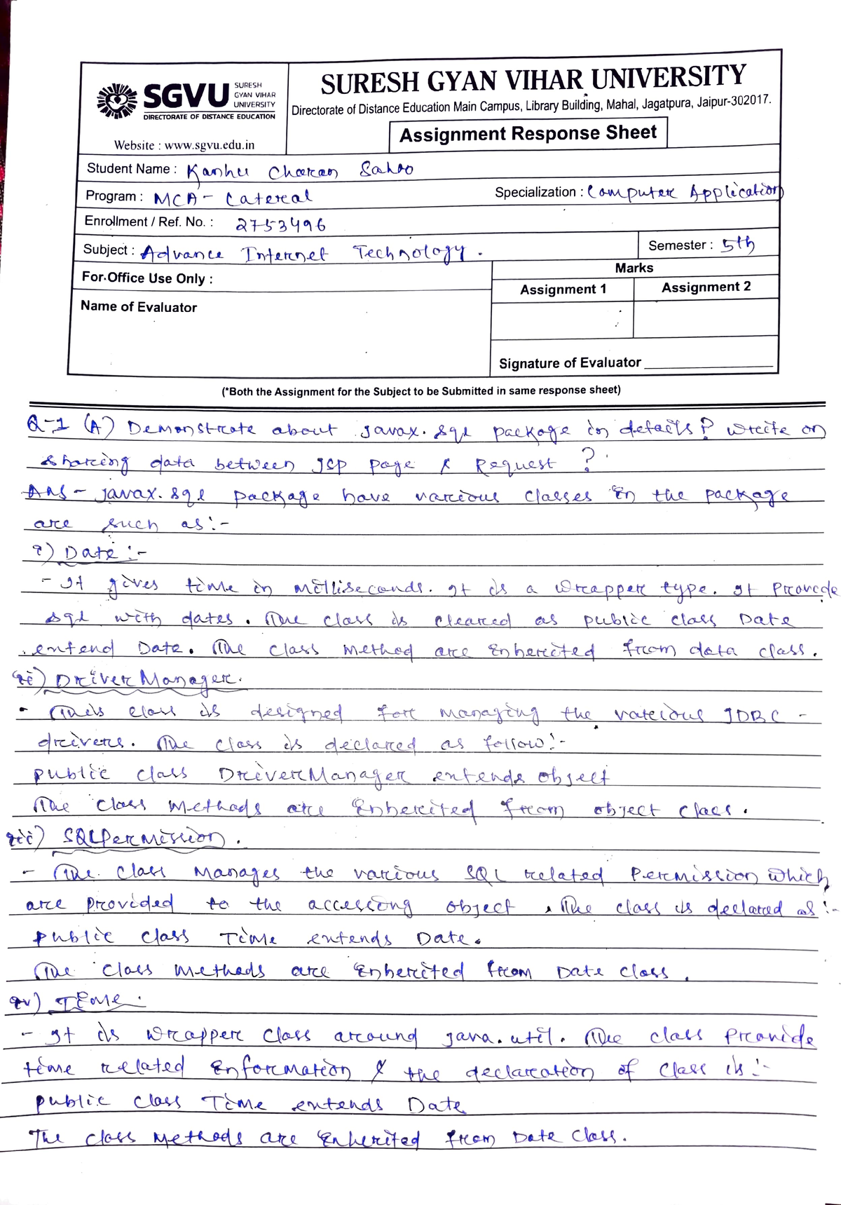 sgvu assignment sheet