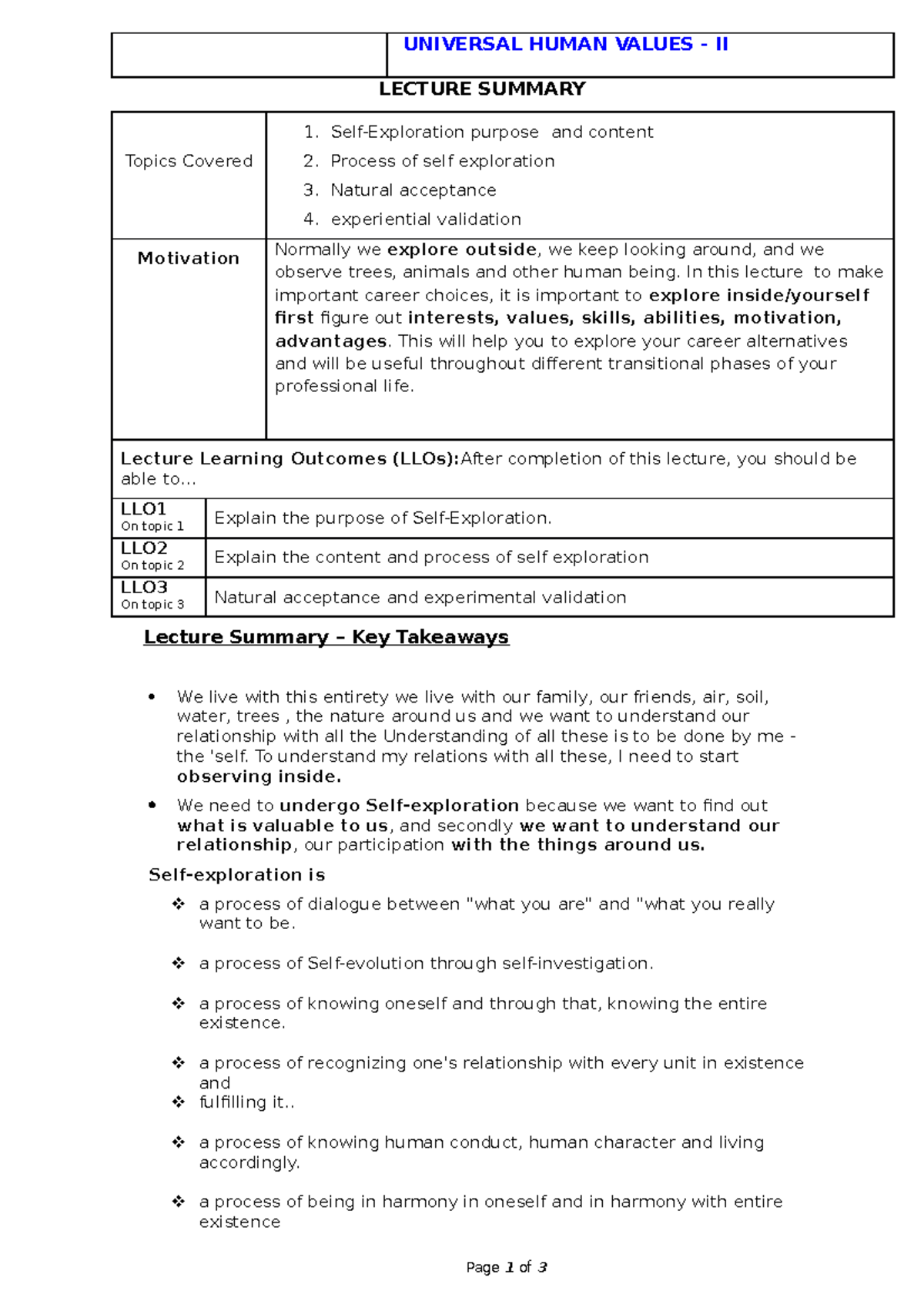 UHV2 SelfExploration natural acceptance and experiential validation