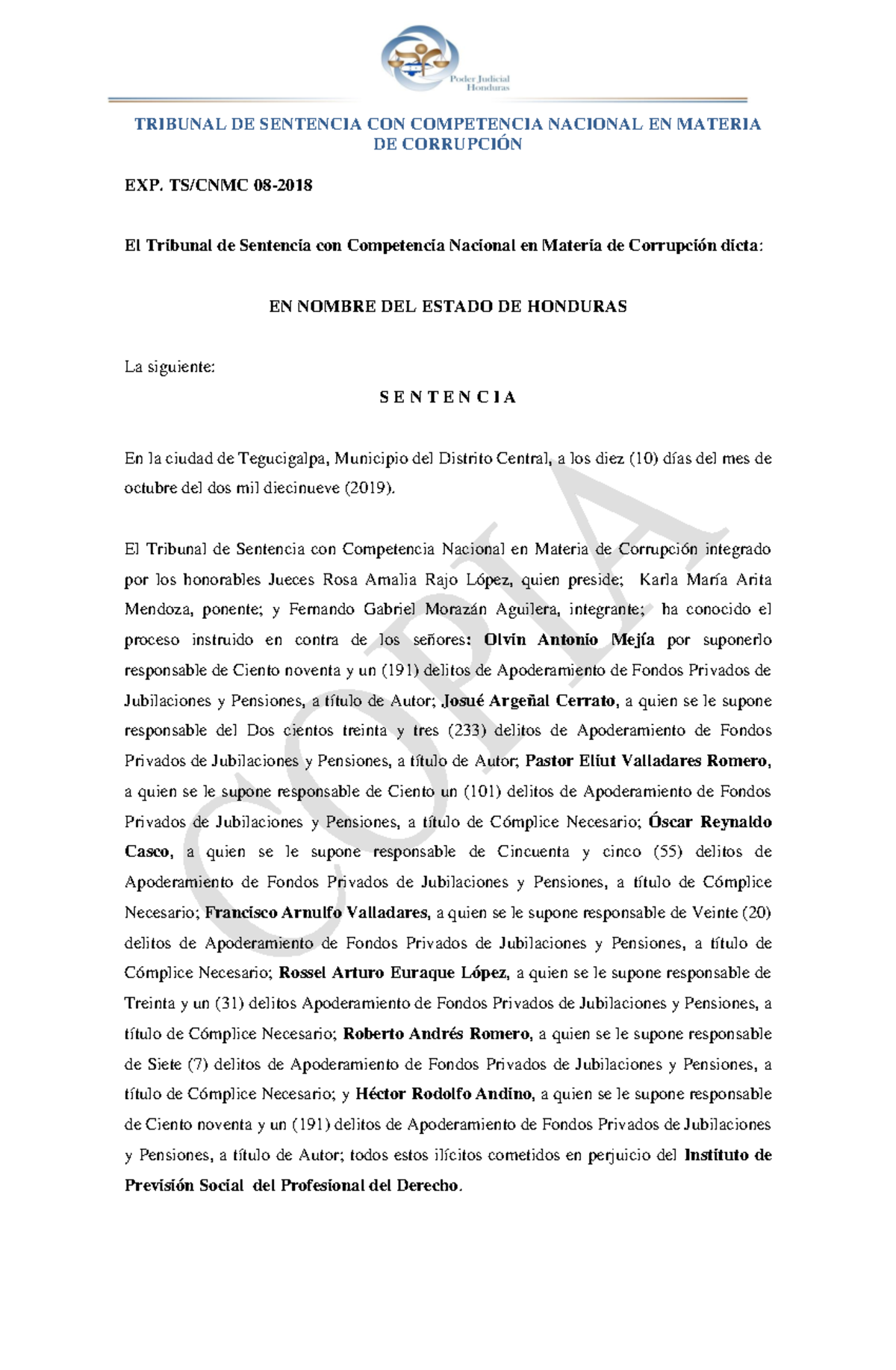 Sentencia CAH - Civil - DE CORRUPCIÓN EXP. TS/CNMC 08- El Tribunal de ...
