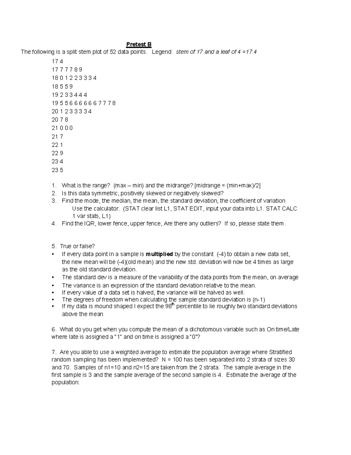 Pretest B - Practice To Pass - Pretest B The Following Is A Split Stem ...