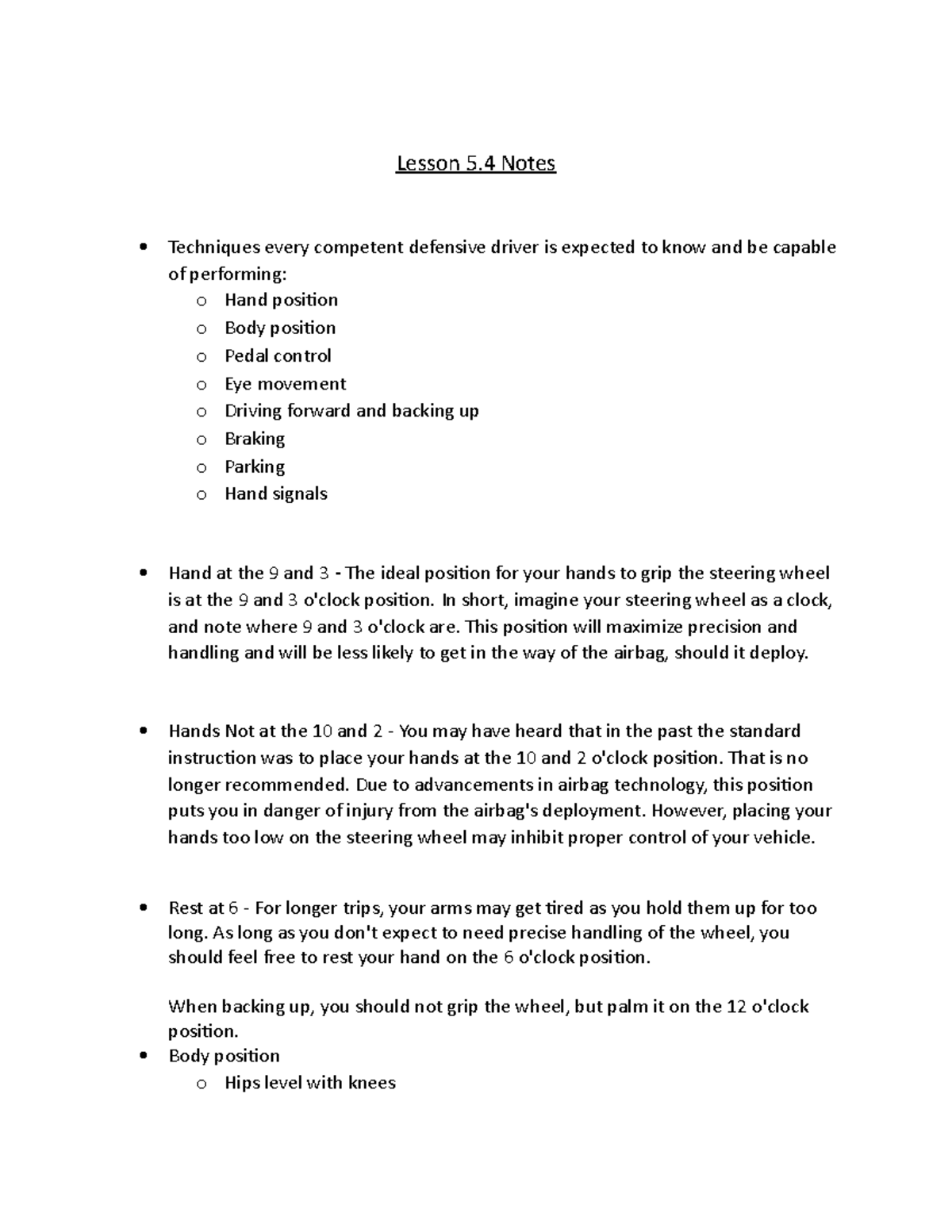 Lesson 5 5 Notes Description Lesson 5 Notes Techniques Every Competent Defensive Driver Is Studocu
