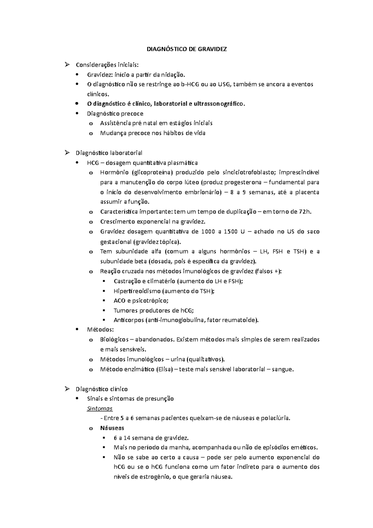 Diagnóstico de Gravidez - DIAGNÓSTICO DE GRAVIDEZ Considerações ...