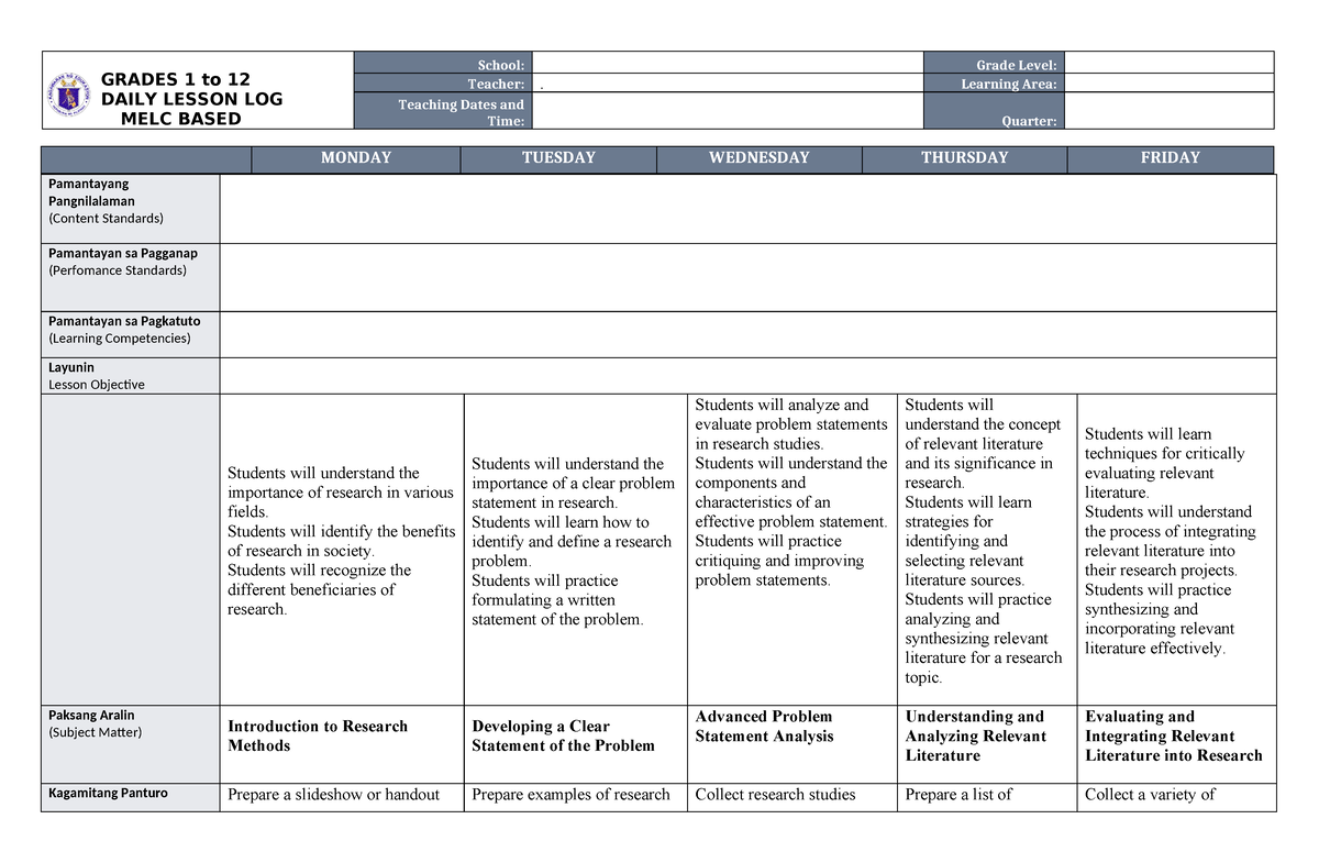 research 1 lesson plan