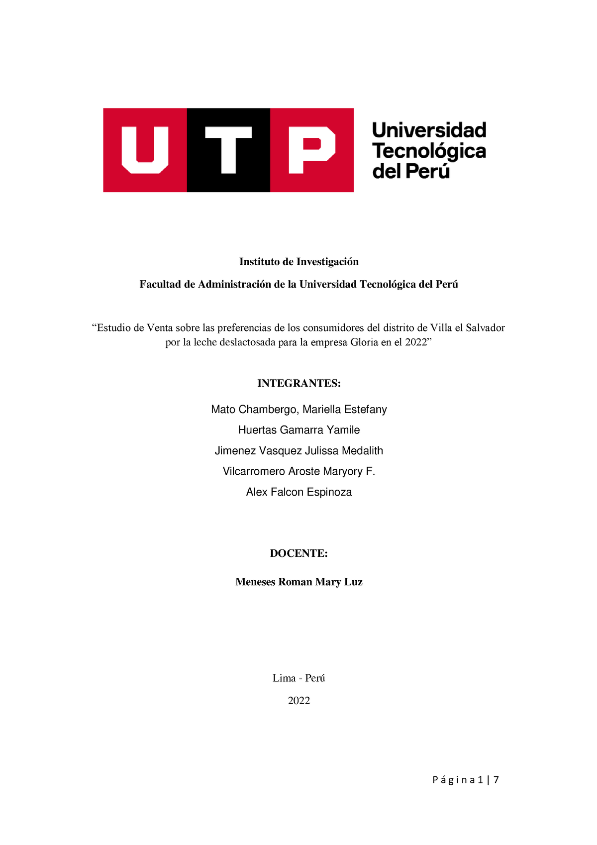 Trabajo Final De Estadistica - Instituto De Investigación Facultad De ...