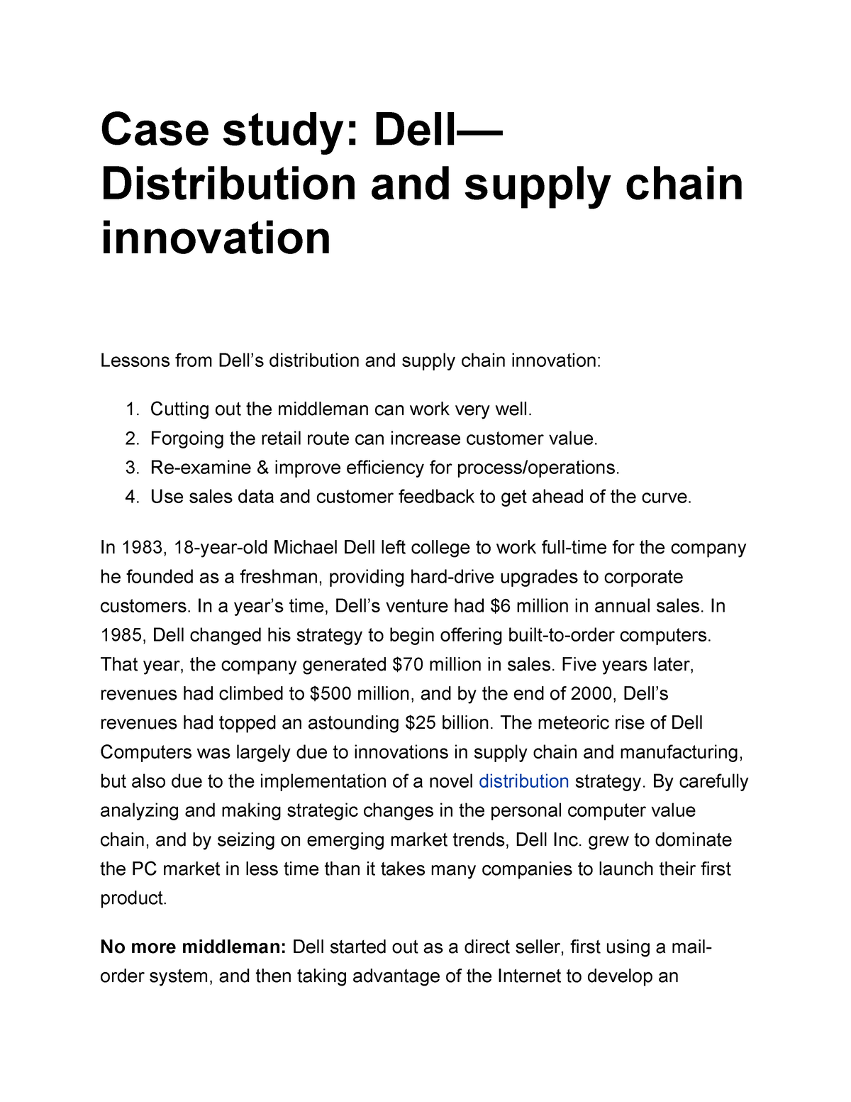 dell supply chain management case study ppt