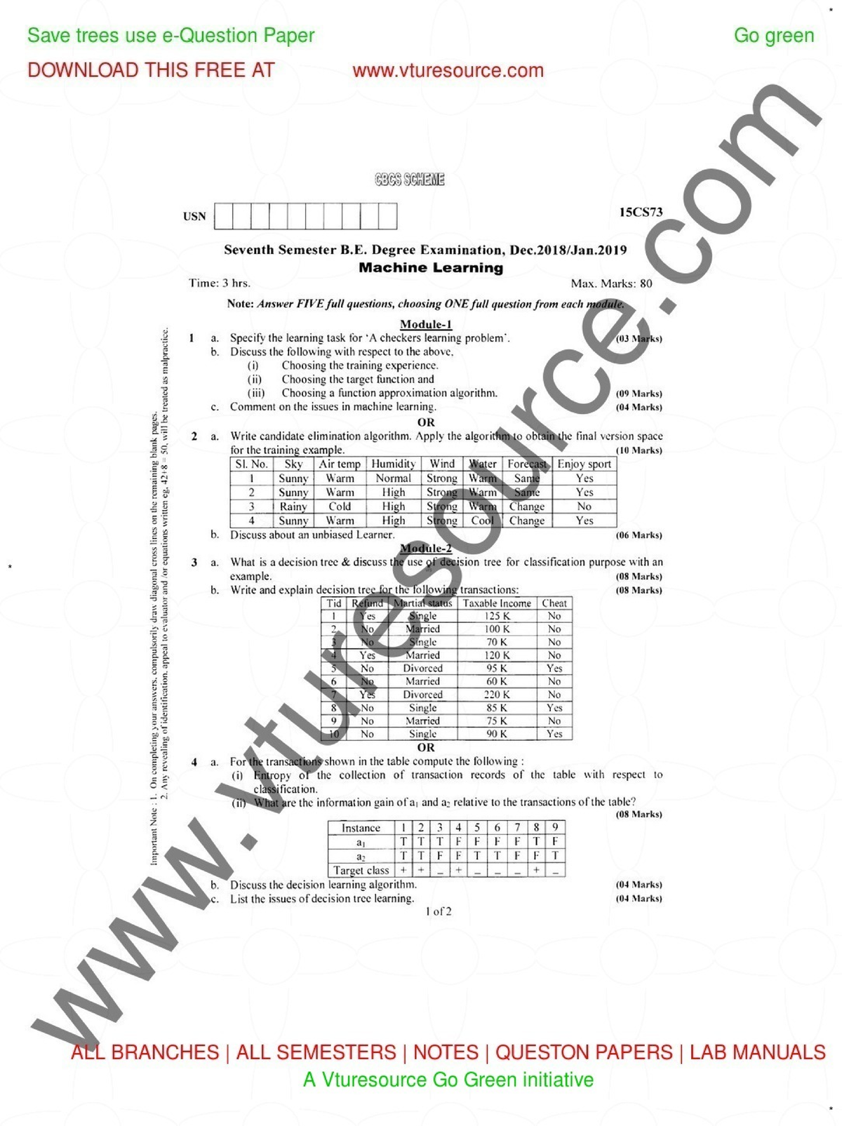 Jan-2019 - university question paper - Machine learning techniques ...