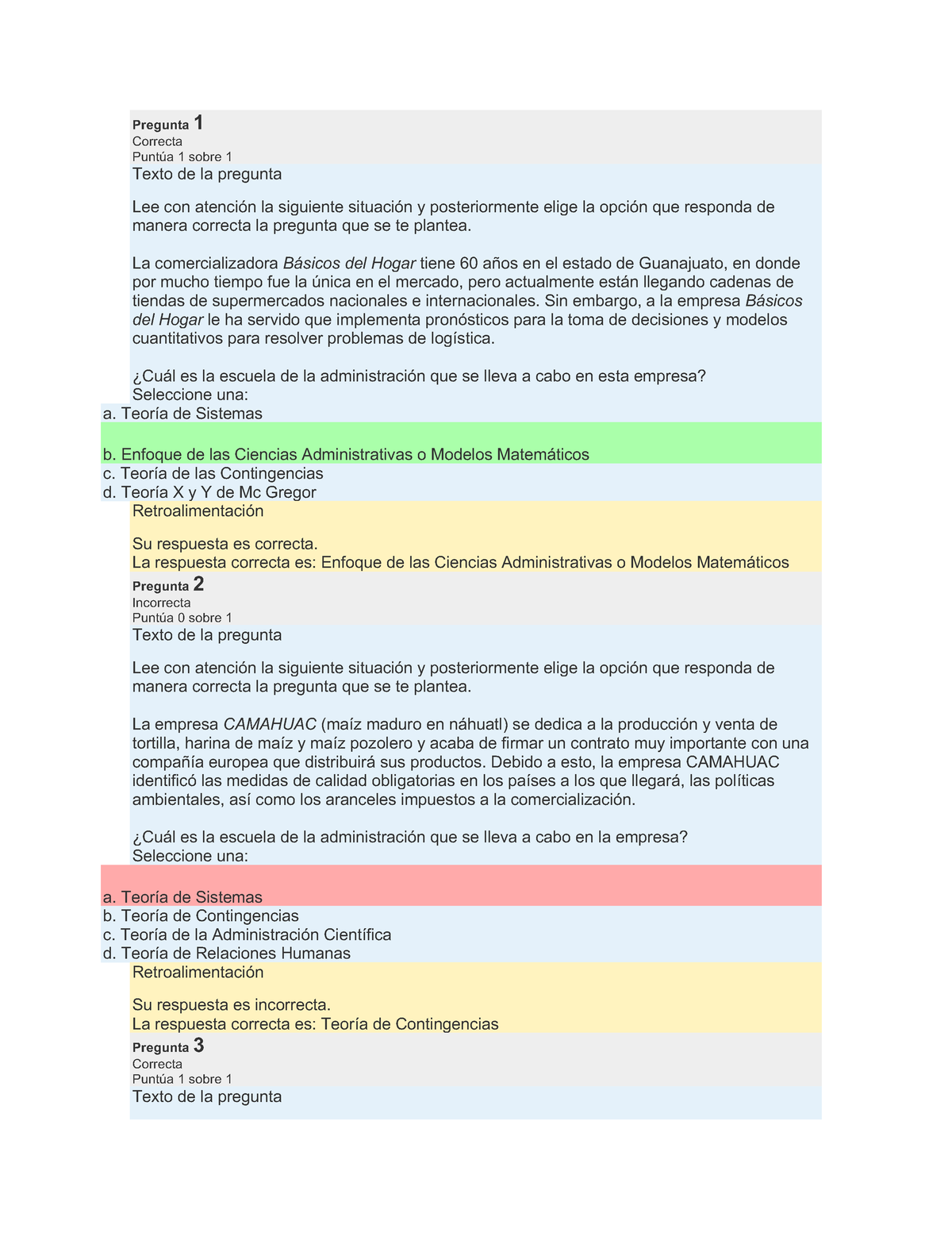 Examen 1 Unidad 1 - Pregunta 1 Correcta Puntúa 1 Sobre 1 Texto De La ...