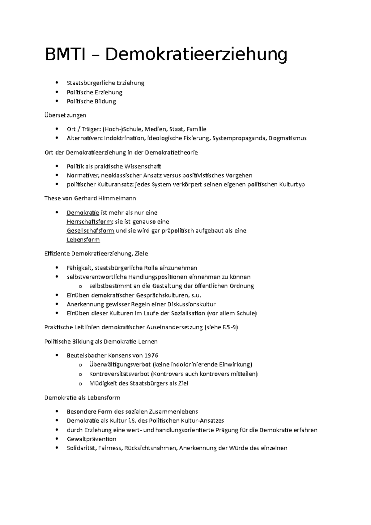 BMTI Demokratieerziehung - BMTI – Demokratieerziehung Staatsbürgerliche ...
