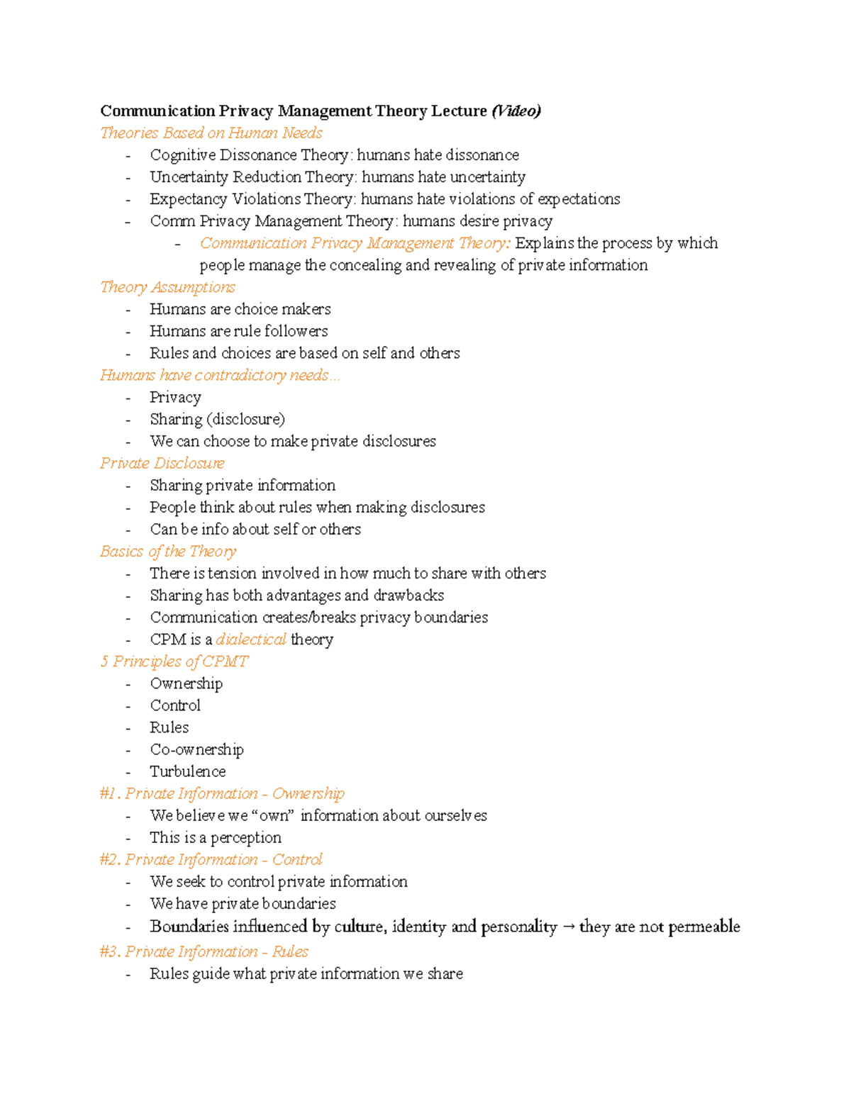 COMM89 Week 4 - Lecture Notes Week 4 - Communication Privacy Management ...