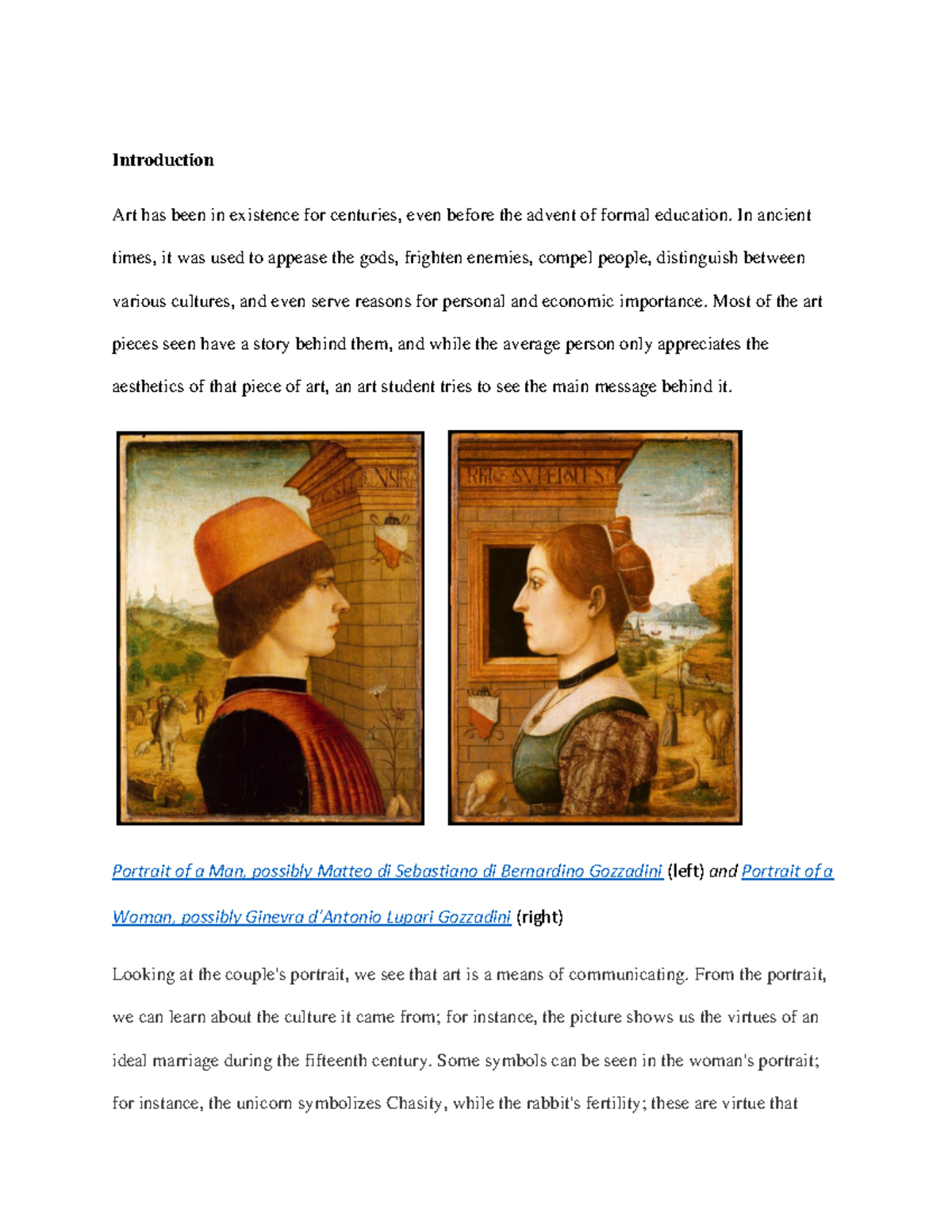 Learning Journal Unit 8 - Introduction Art has been in existence for ...