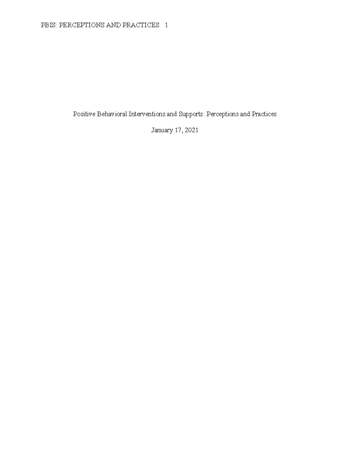 JNT2 Needs Analysis Jarvis - PBIS: PERCEPTIONS AND PRACTICES 1 Positive ...