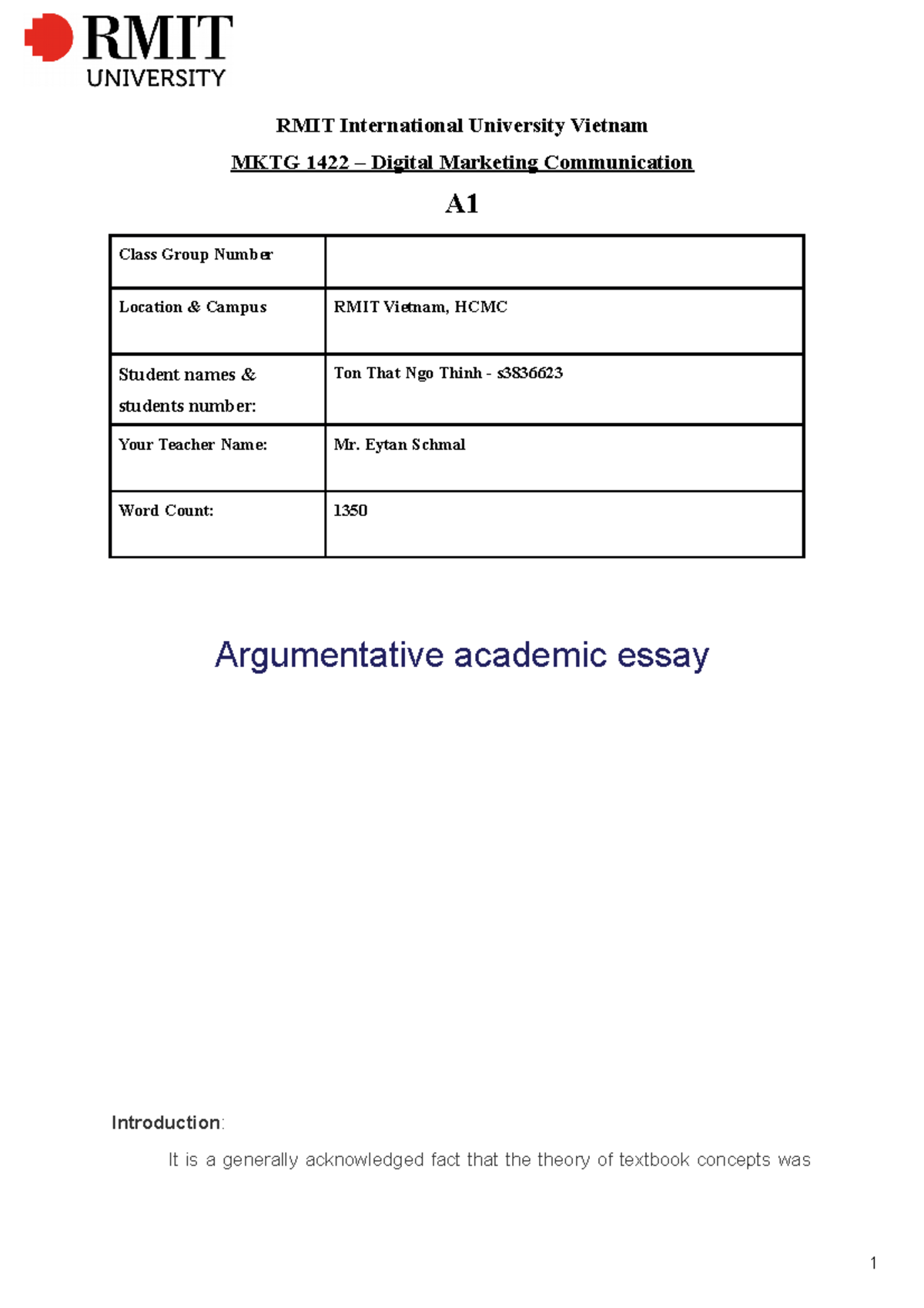 argumentative essay on assignment