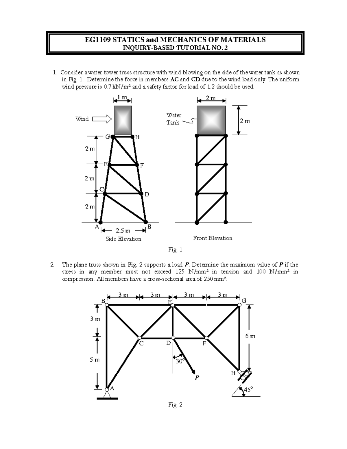 IbTutorial 2 Consider a water tower truss structure with wind