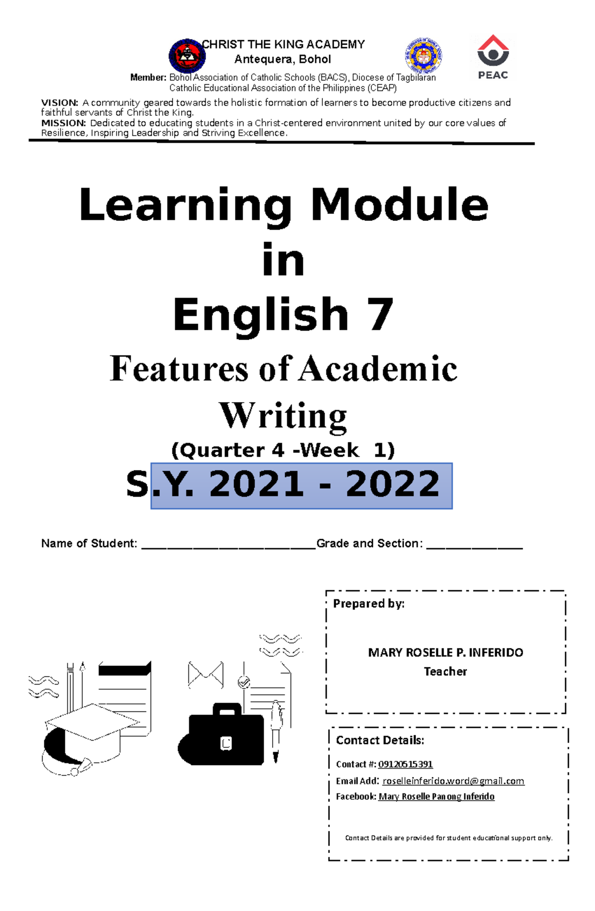 Q4-LM-English 7 w1 - Modules - CHRIST THE KING ACADEMY Antequera, Bohol ...