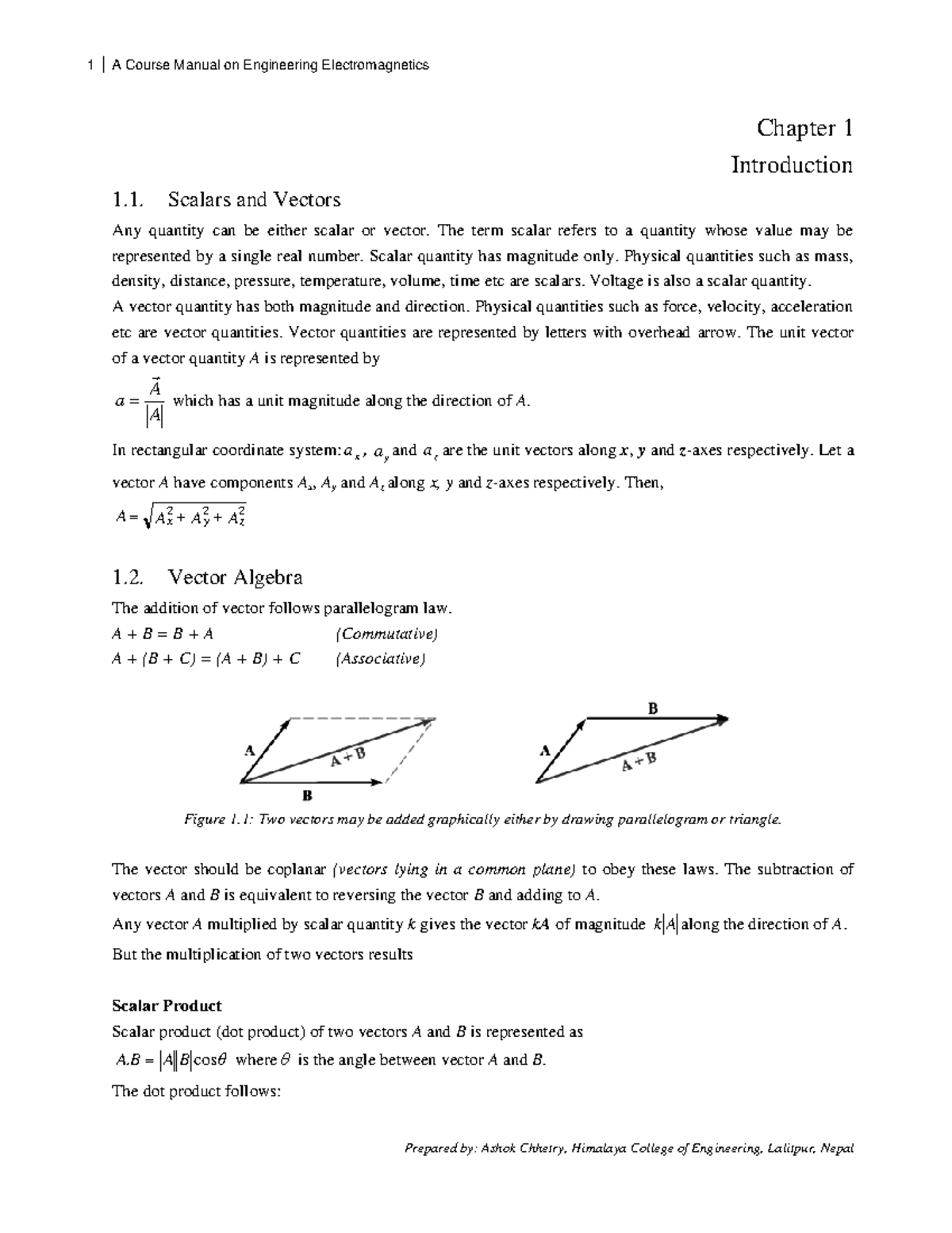 A Course Manual on Engineering Electromagnets - Chapter 1 Introduction ...