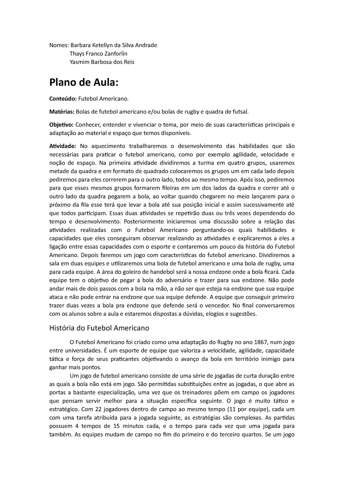 Futebol Americano - fundamentos e estrutura com as regras - Educação  Ambiental - UNISA - Studocu