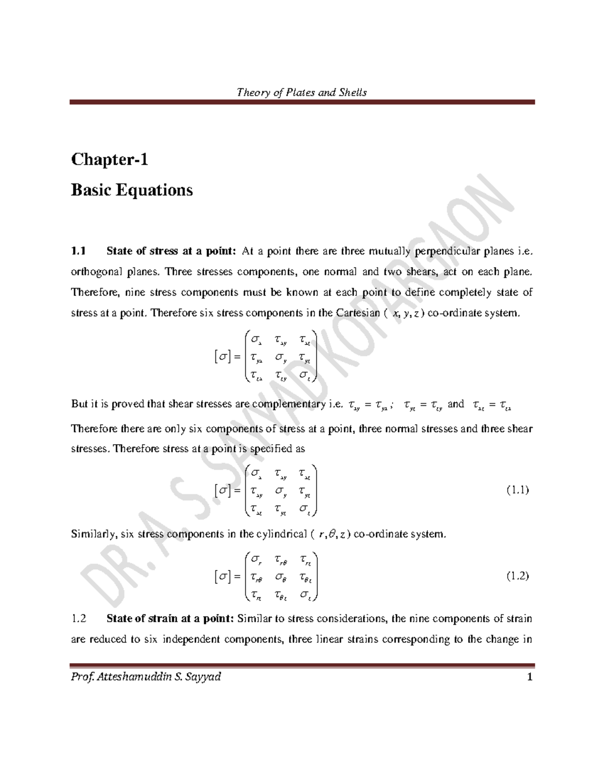 Theory of Plates and Shells Syed Soft Notes Strength of Materials VTU Studocu