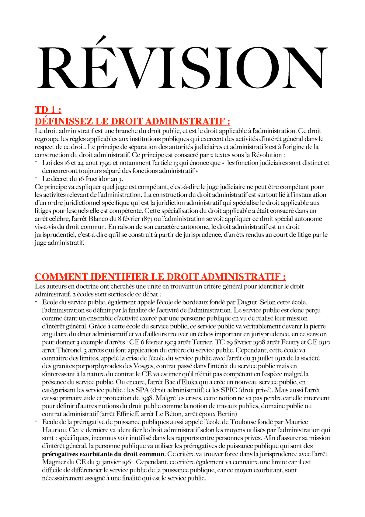 Révision Droit Administratif Du S3 - RÉVISION TD 1 : DÉFINISSEZ LE ...