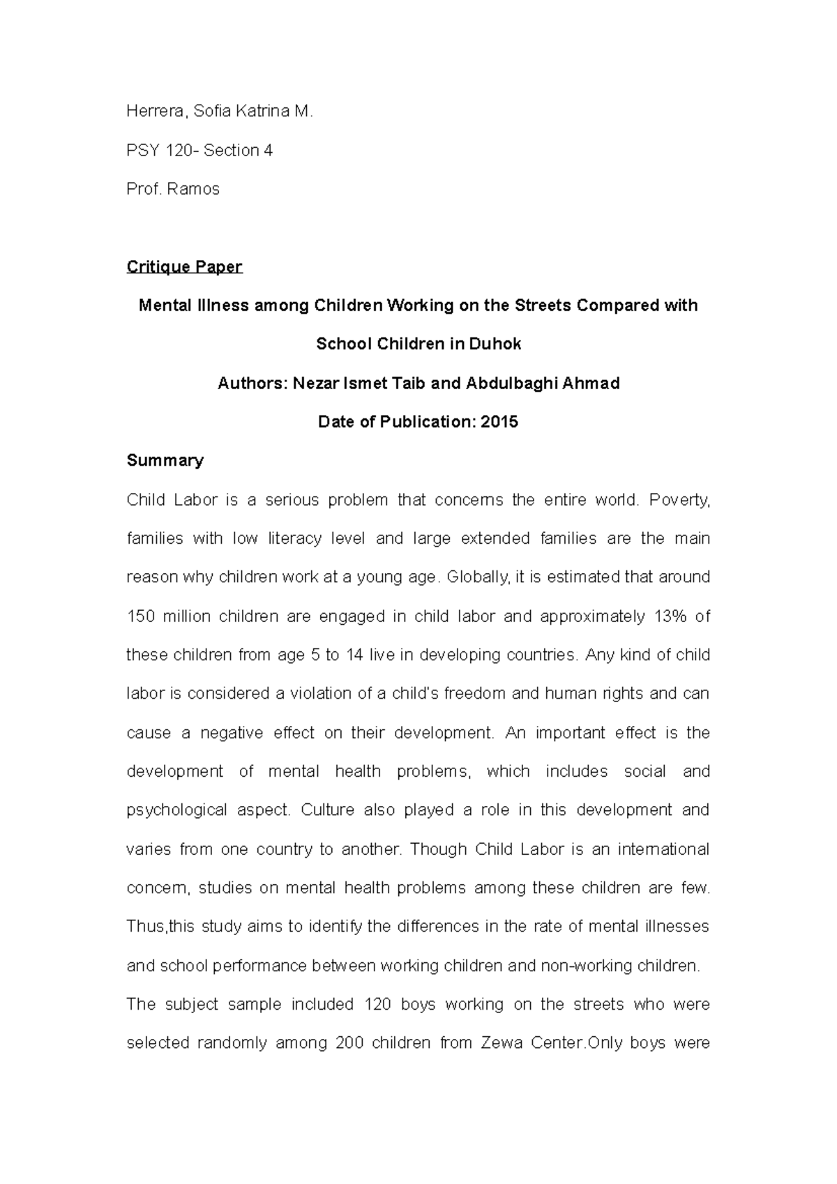 Critique Paper Studocu