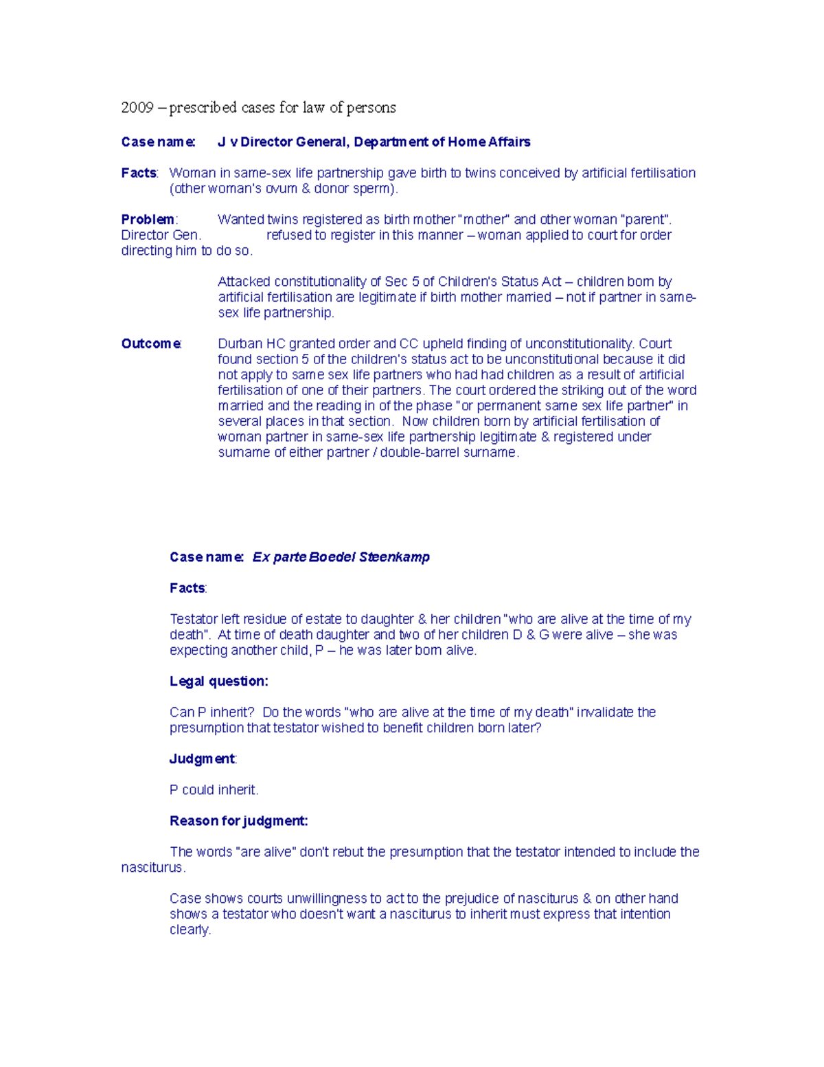 PVL1501-prescribes-cases - 2009 – prescribed cases for law of persons ...