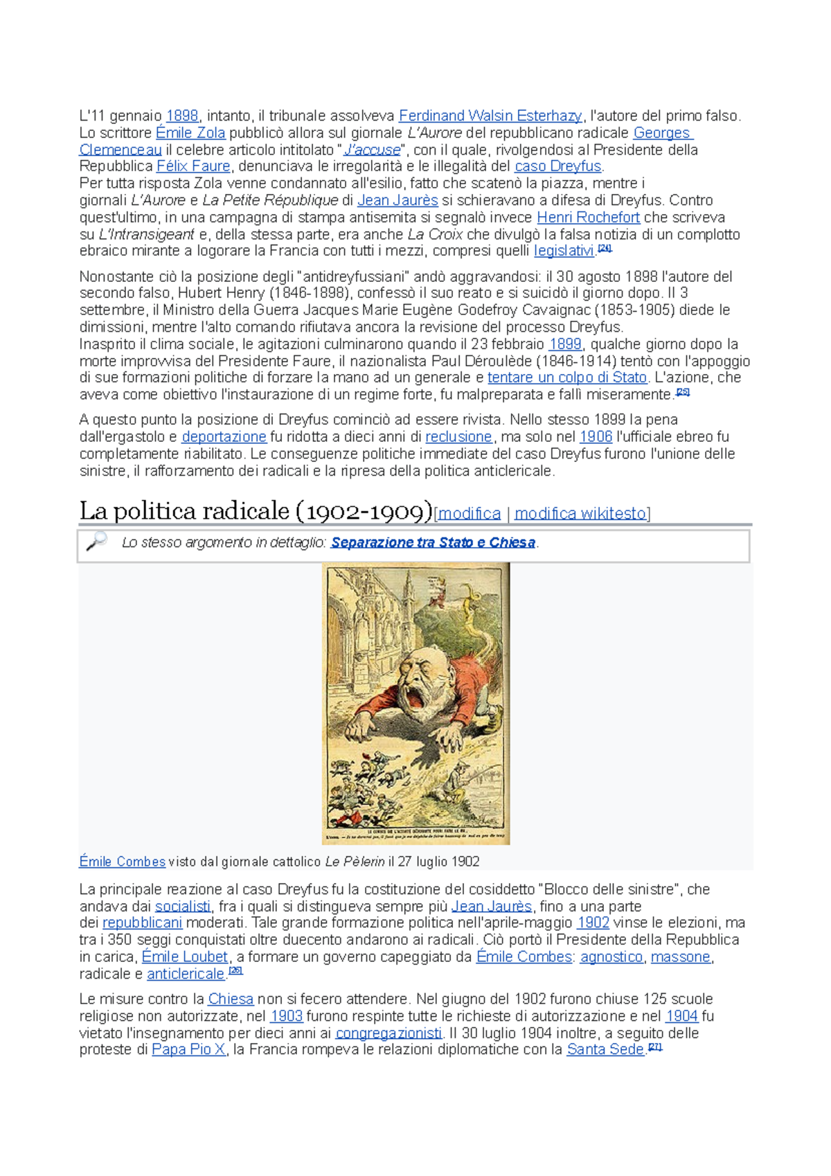 Il caso dreyfus L'11 gennaio 1898 , intanto, il tribunale assolveva Ferdinand Walsin Esterhazy