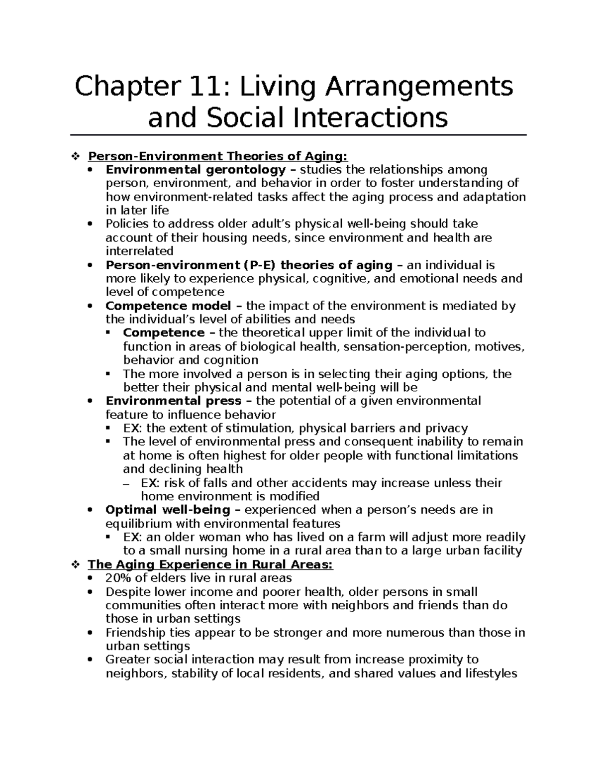 Chapter 11 notes - Living arrangements and social interactions among ...