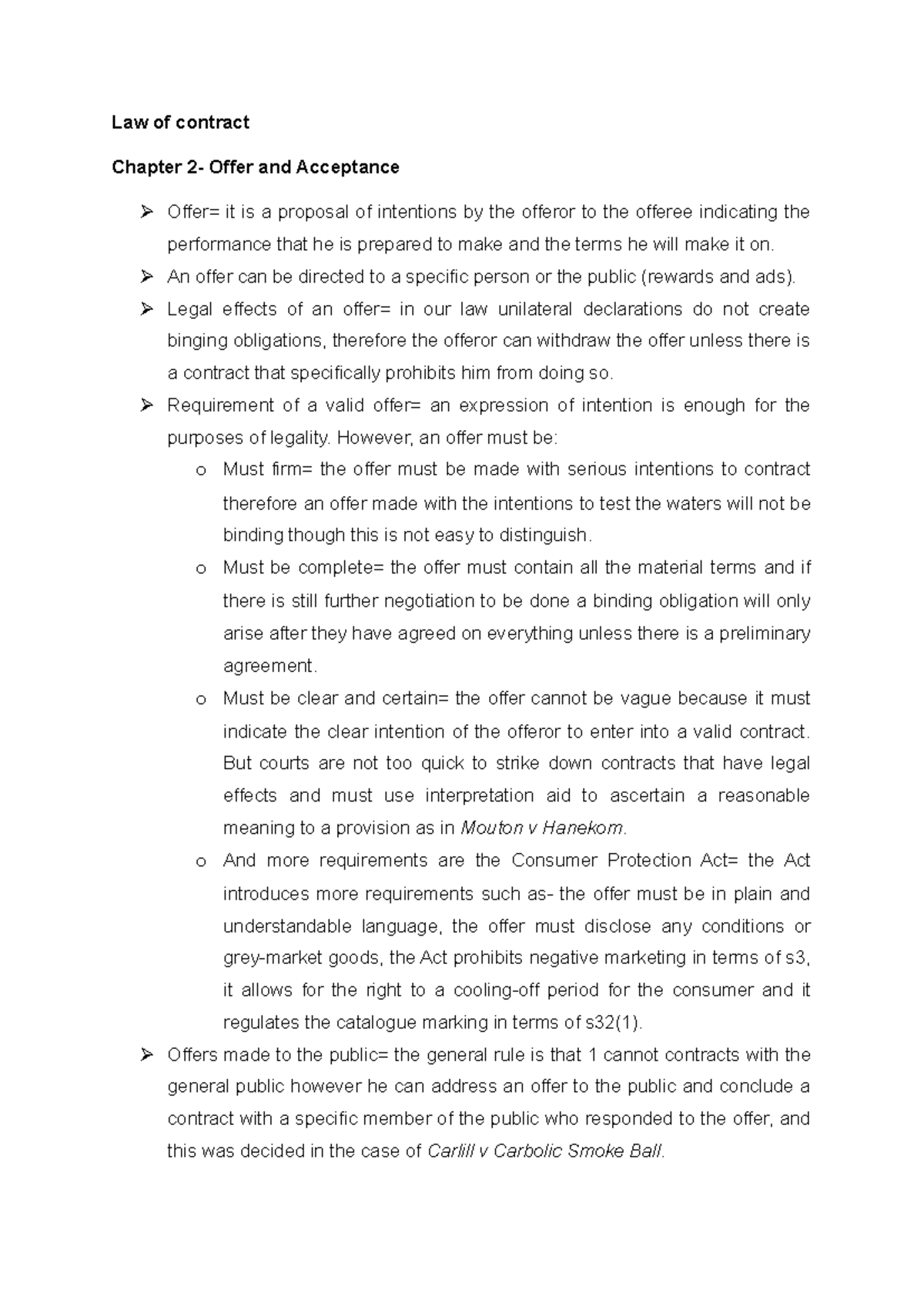 Exam Notes - Summary Law of Contract 201 - Law of contract Chapter 2 ...
