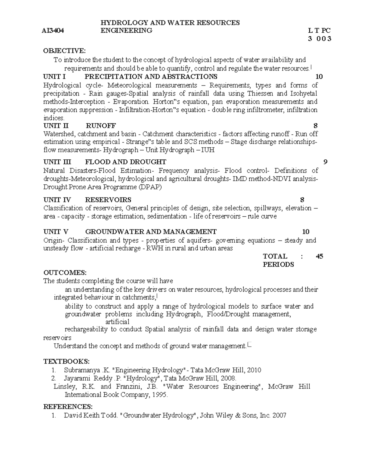 Hydrology-ALL Units TWO Marks AND 13 Marks Questions - AI HYDROLOGY AND ...