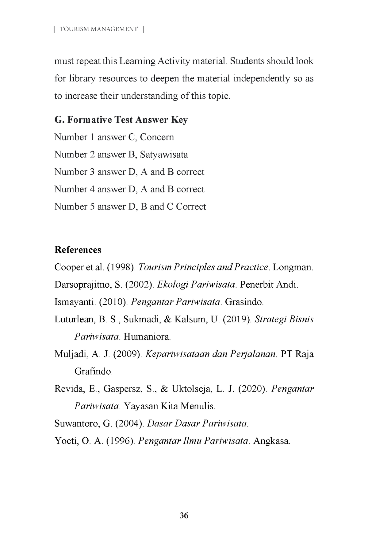 related coursework in tourism management