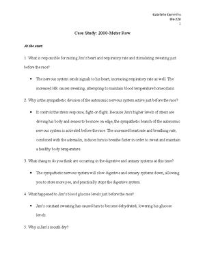 The 2000 Meter Row A Case in Homeostasis Bio 228 1 Case Study