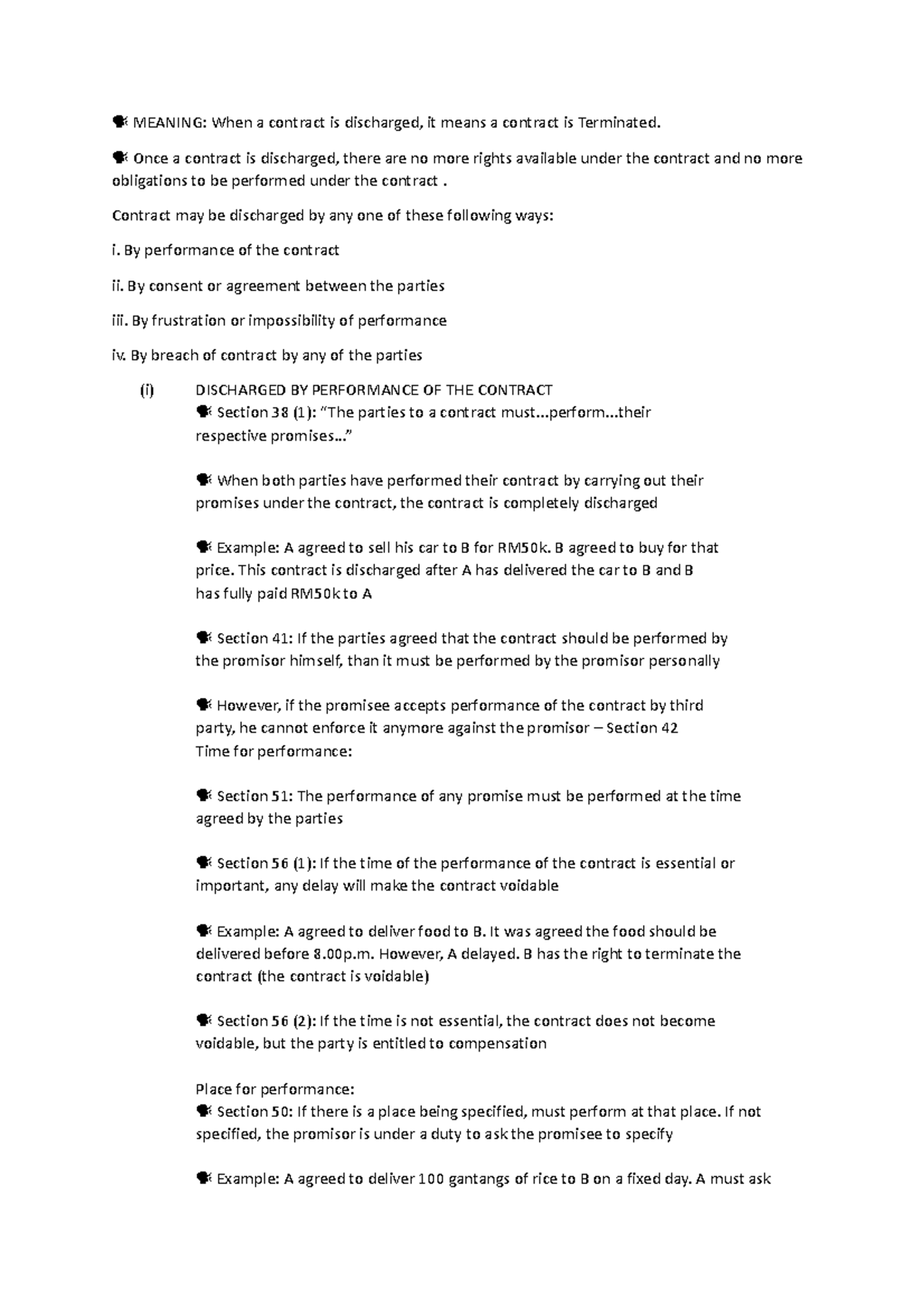 LAW204 Discharge OF LAW MEANING When a contract is discharged, it